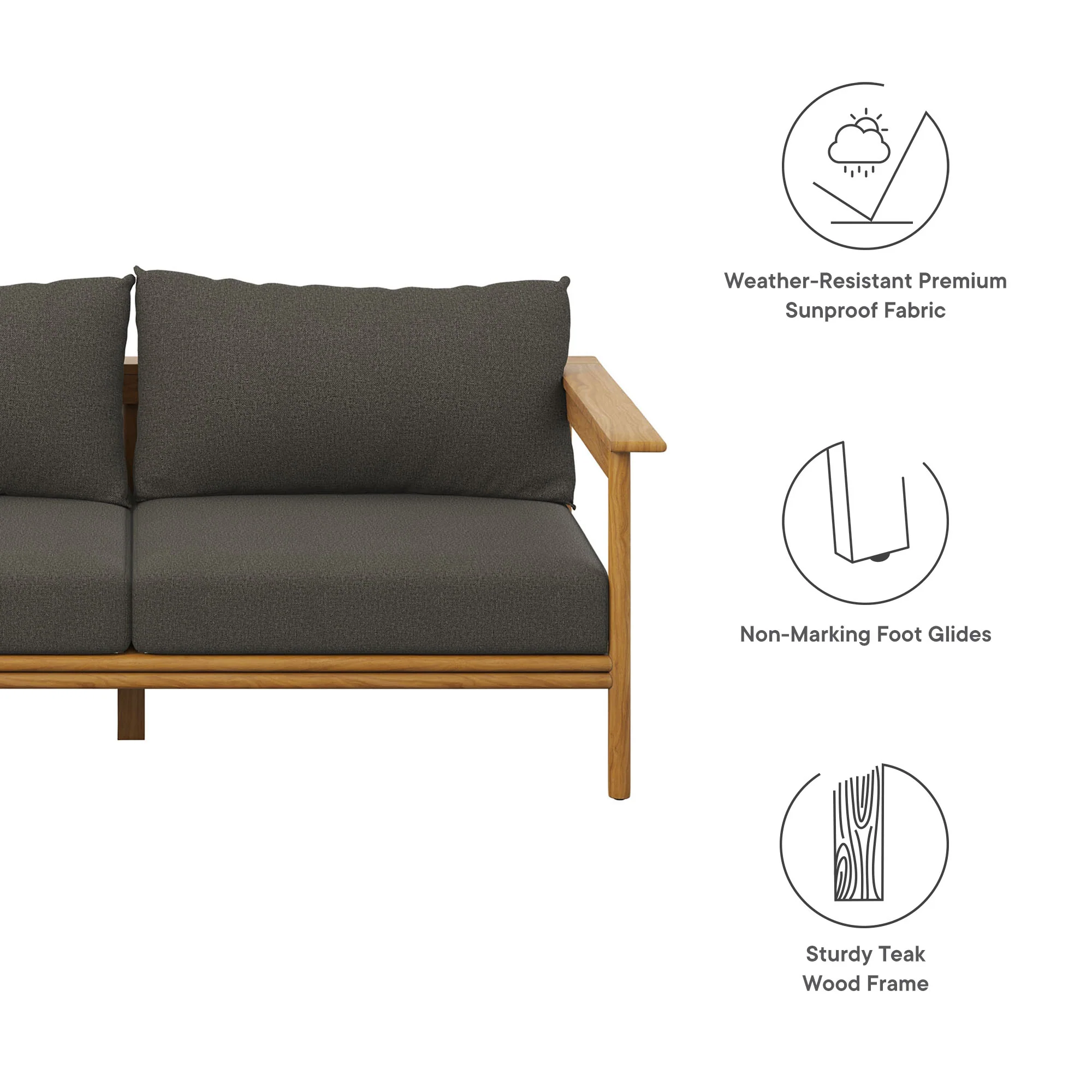 Wren Outdoor Patio Teak Wood Sofa by Modway - Image 19