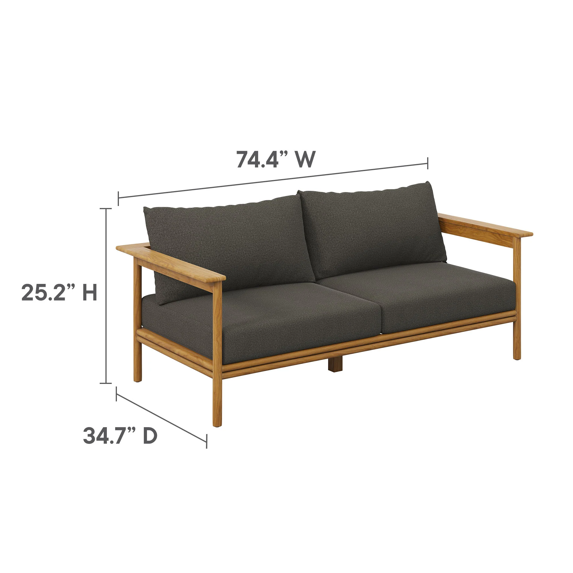Wren Outdoor Patio Teak Wood Sofa by Modway - Image 20