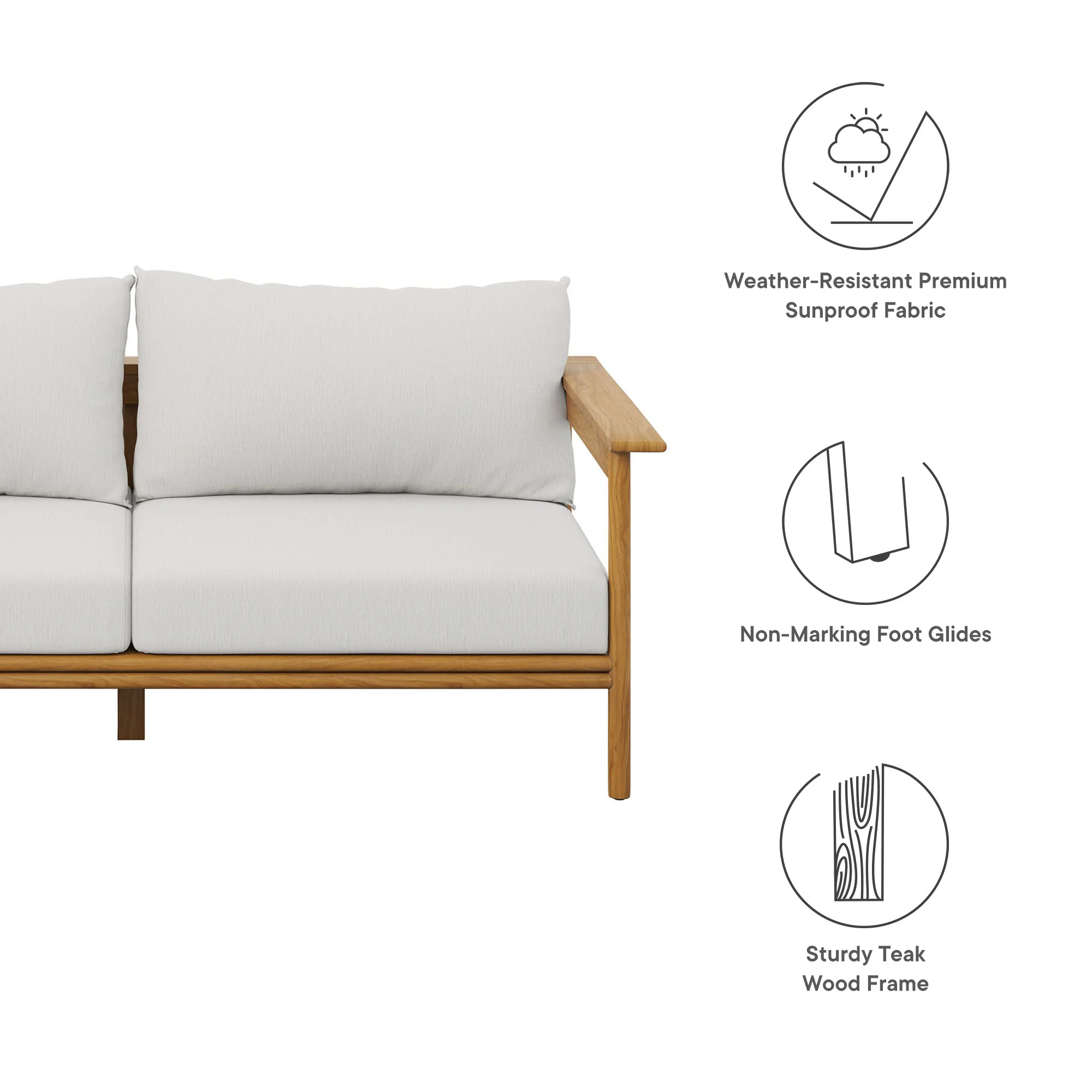 Wren Outdoor Patio Teak Wood Sofa by Modway - Image 29