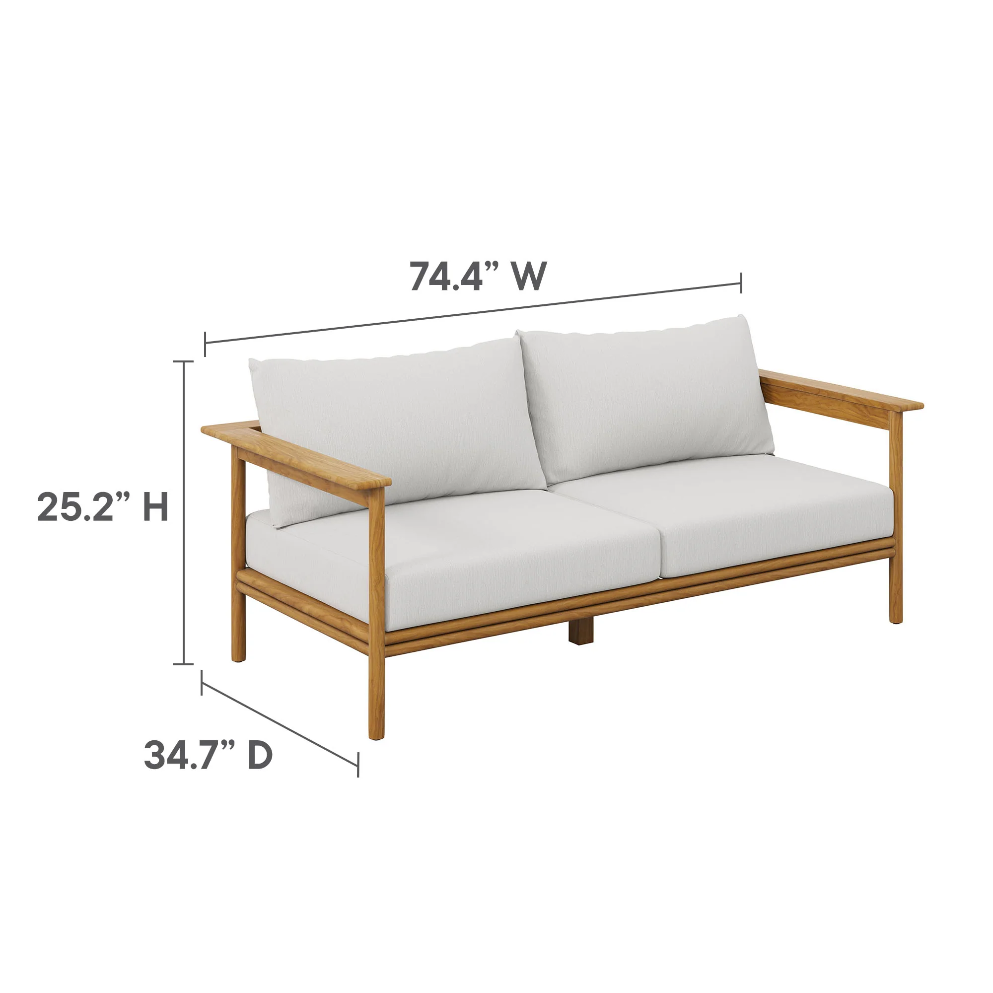 Wren Outdoor Patio Teak Wood Sofa by Modway - Image 30