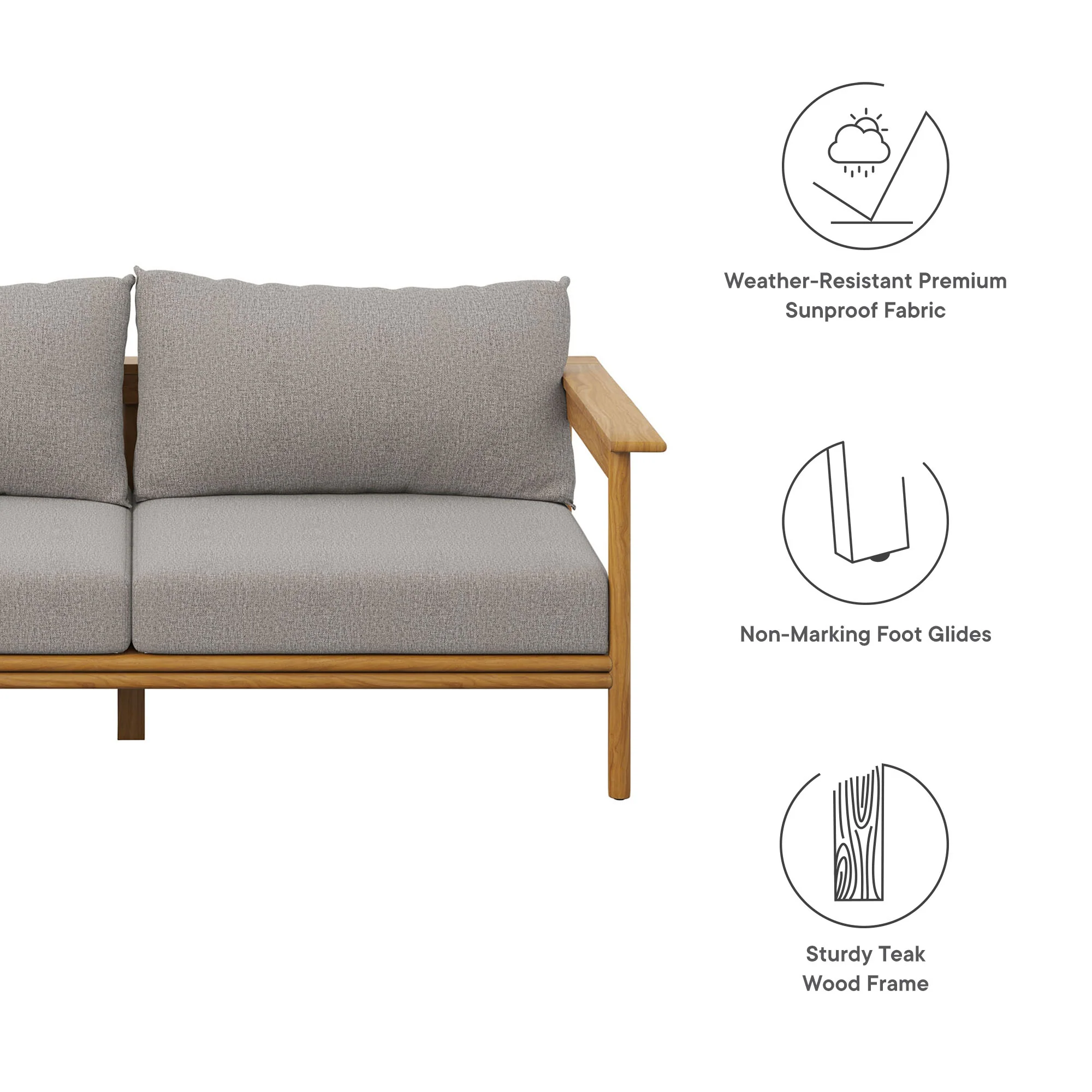 Wren Outdoor Patio Teak Wood Sofa by Modway - Image 9
