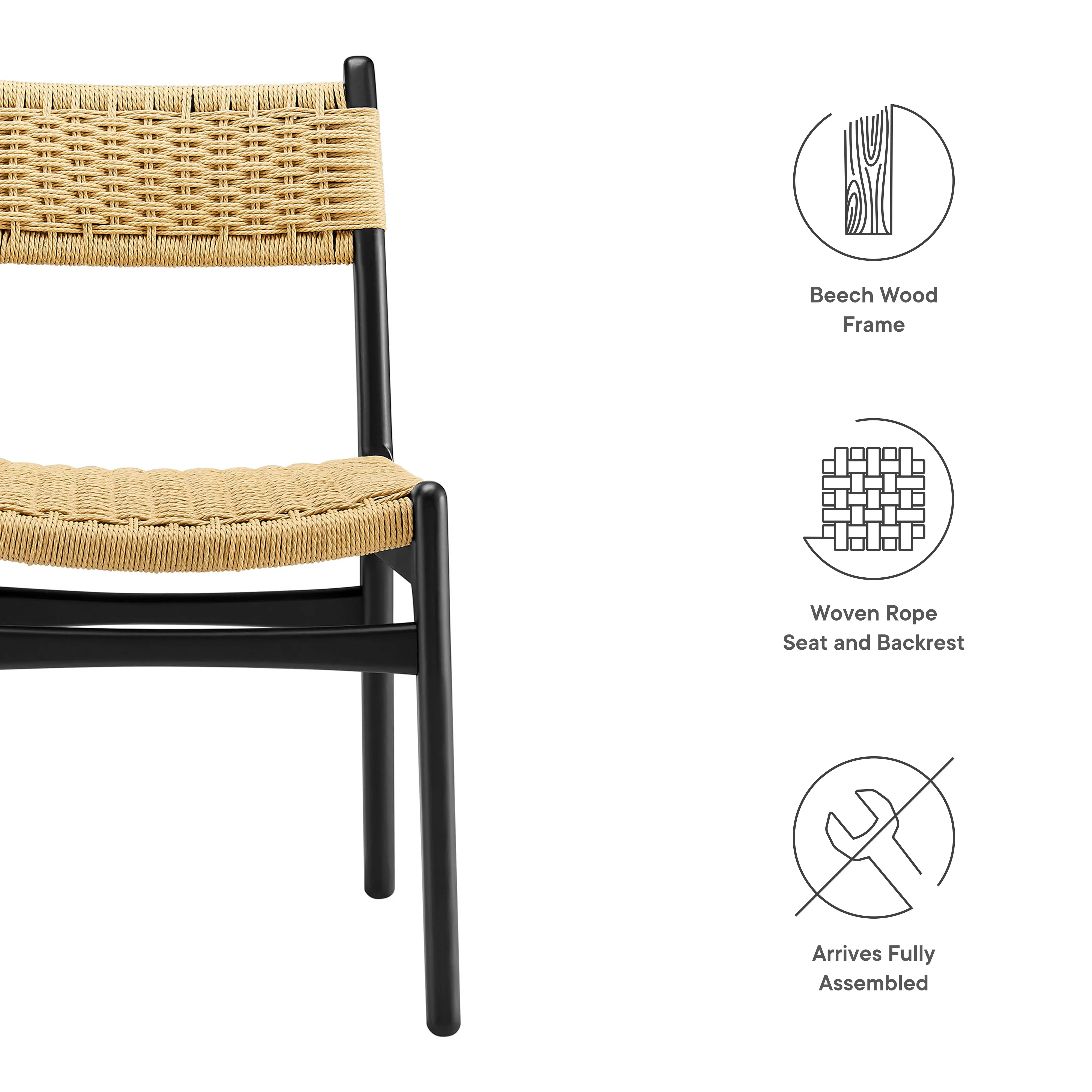 Wynn Rope and Wood Dining Side Chairs Set of 2 by Modway - Image 10
