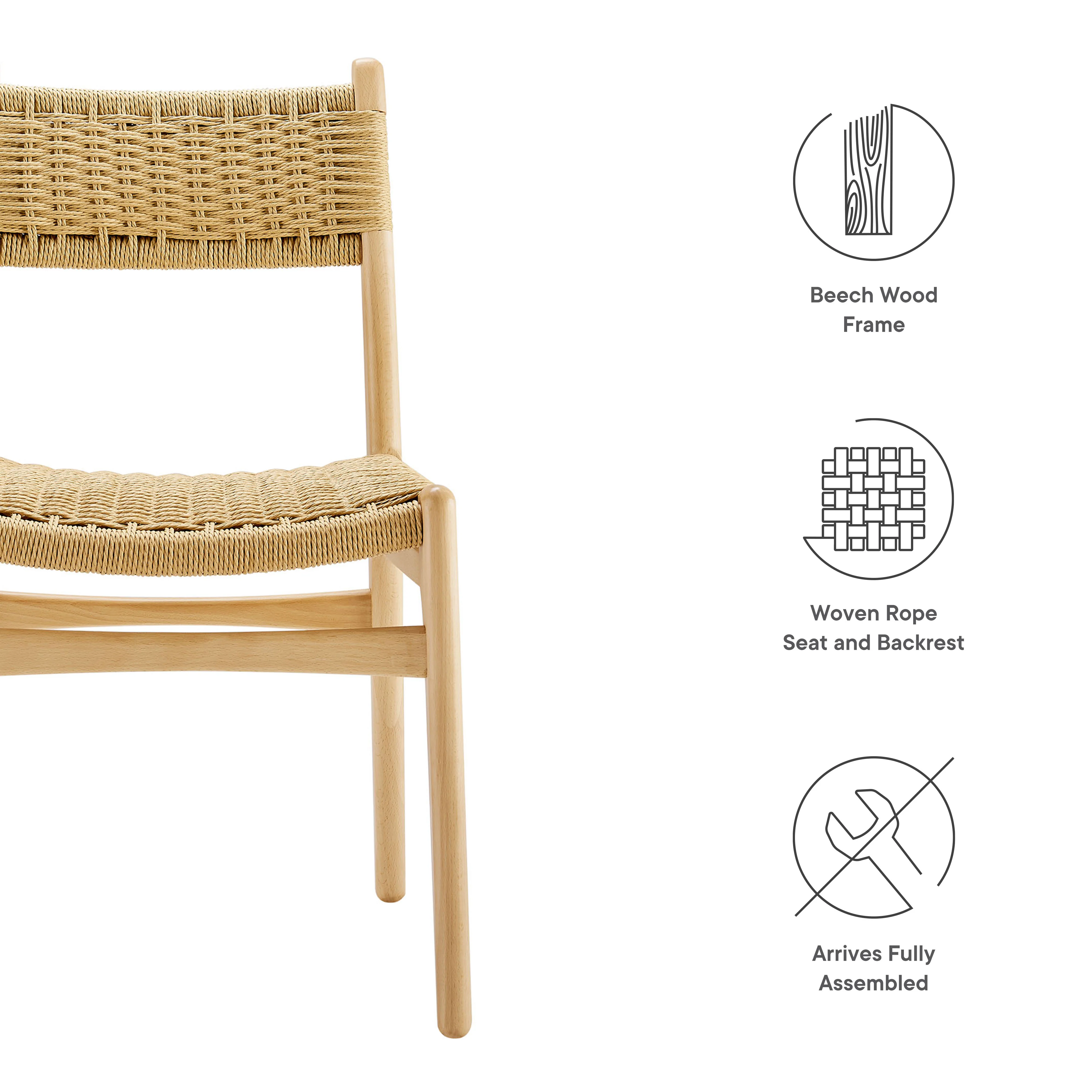 Wynn Rope and Wood Dining Side Chairs Set of 2 by Modway - Image 21