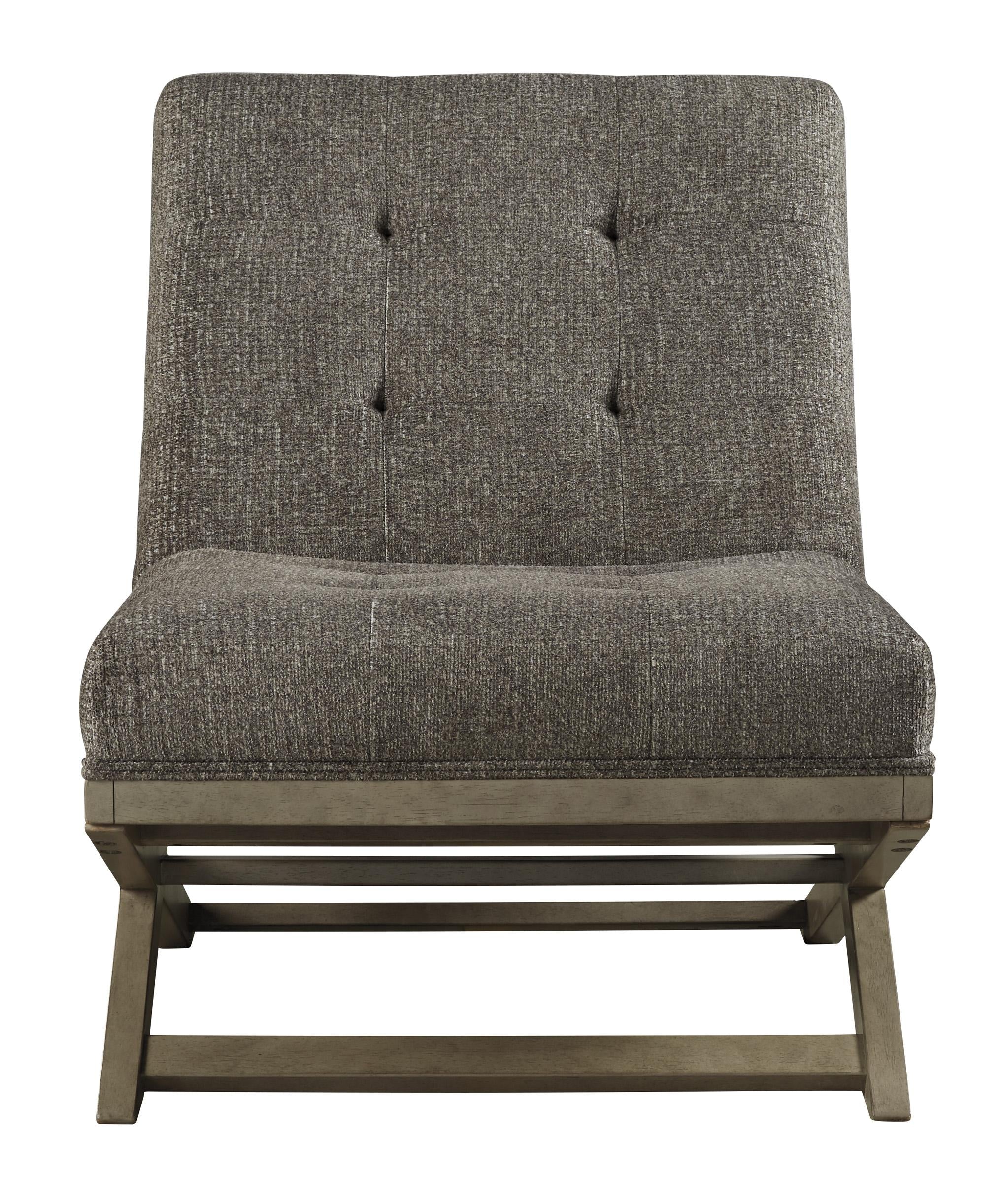 X Frame Base Wooden Accent Chair With Padded Seat And Back, Brown And Gray By Benzara - Image 2