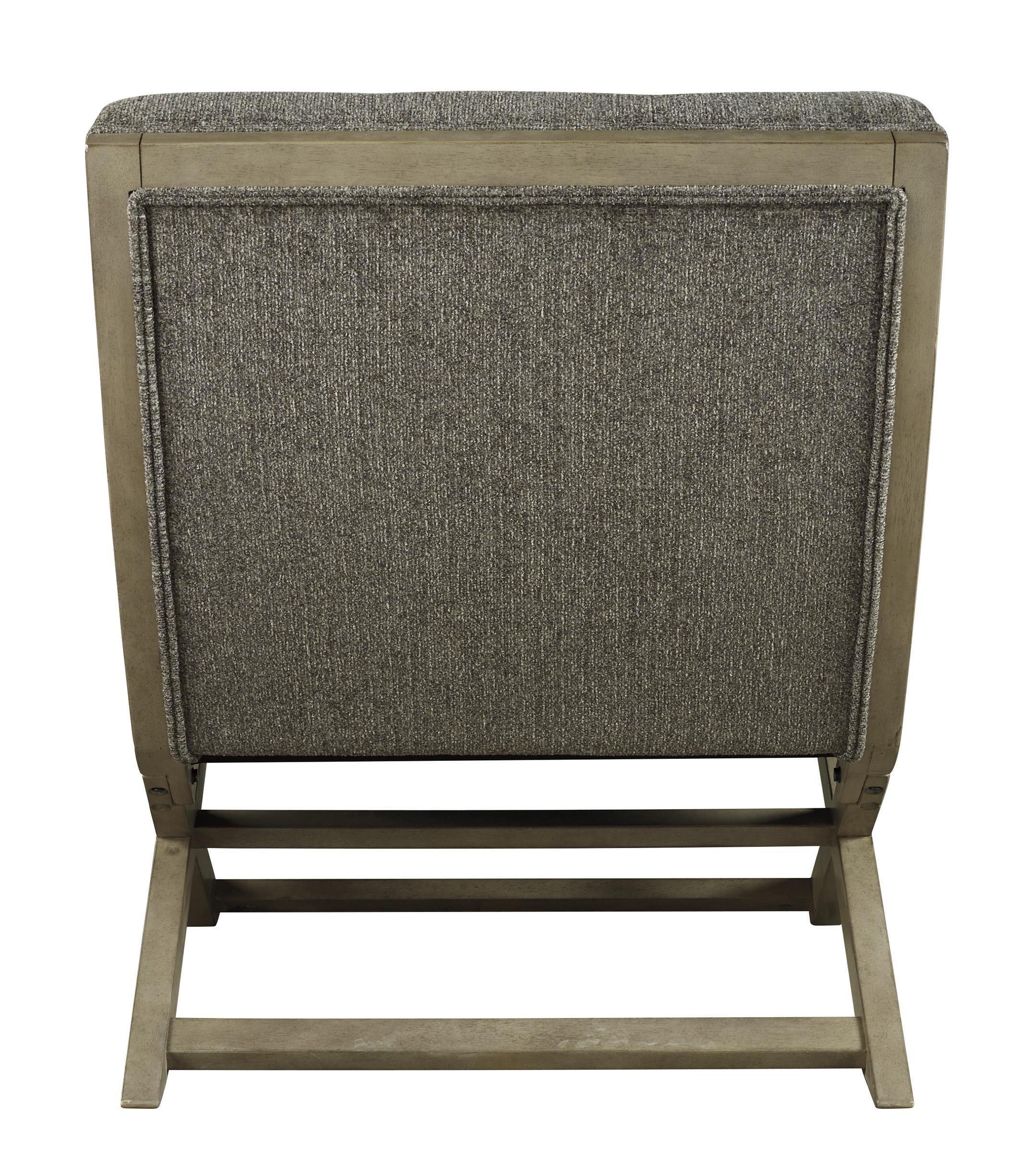 X Frame Base Wooden Accent Chair With Padded Seat And Back, Brown And Gray By Benzara - Image 4