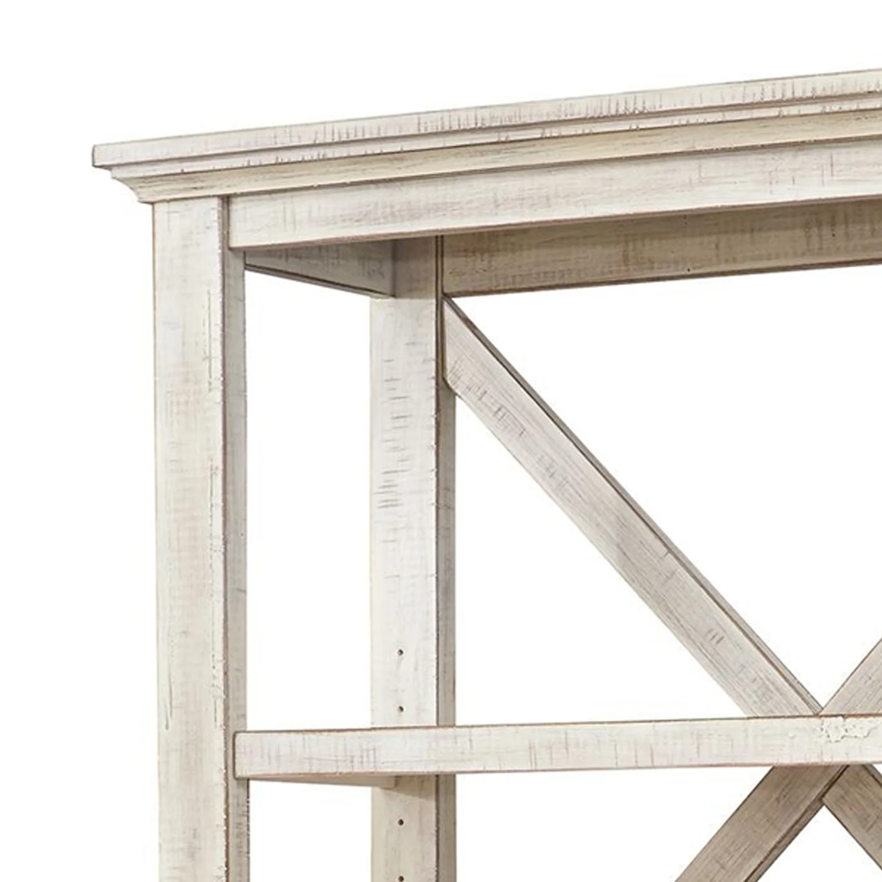 X Shape Back Bookcase With 3 Open Shelves And 1 Open Compartment, White By Benzara - Image 4