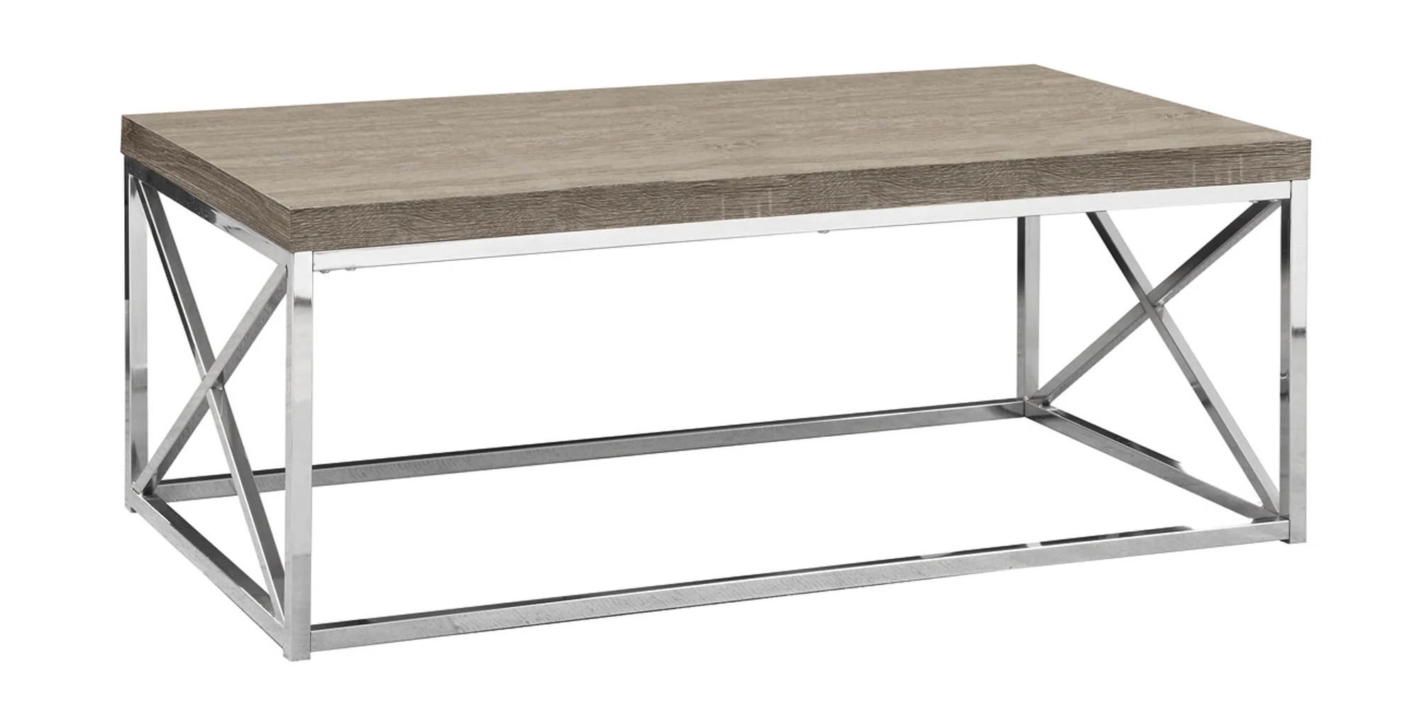 X Trestle Dark Taupe and Chrome Coffee Table By Homeroots - Image 2