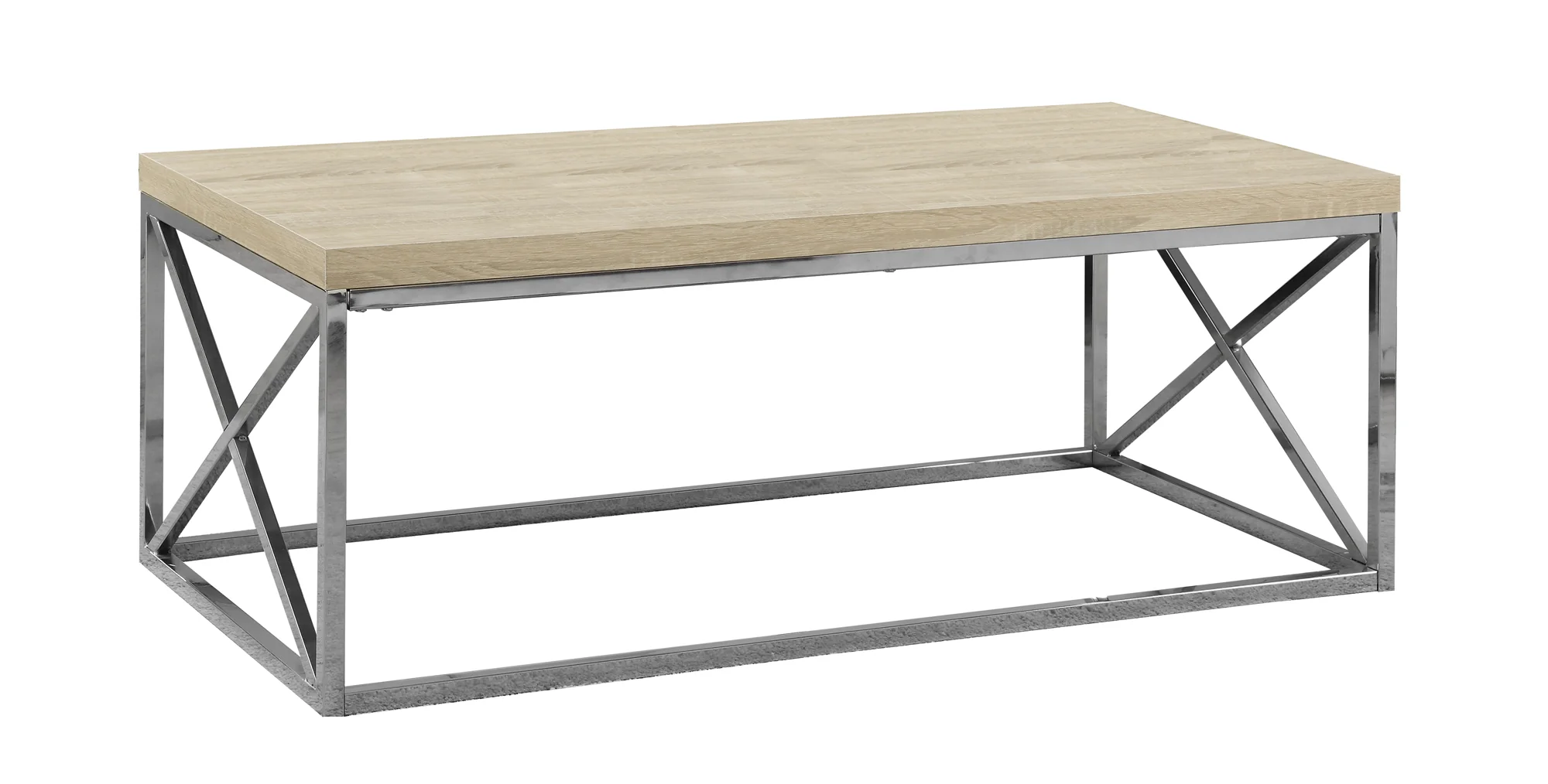 X Trestle Light Natural and Chrome Coffee Table By Homeroots - Image 2