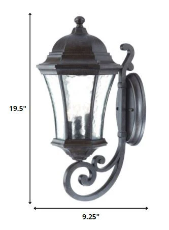 XL Antique Black Tapered Lantern Wall Light By Homeroots - Image 2