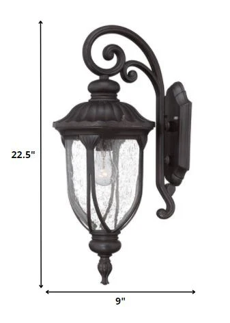 XL Black Cast Aluminum Glass Lantern Wall Sconce By Homeroots - Image 2
