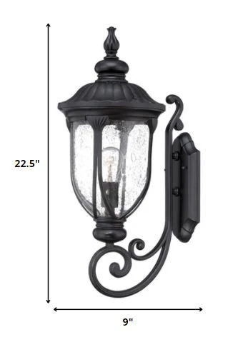 XL Matte Black Cast Aluminum Glass Lantern Wall Light By Homeroots - Image 2