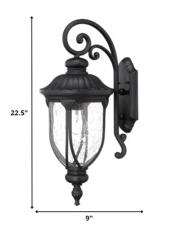 XL Matte Black Cast Aluminum Glass Lantern Wall Sconce By Homeroots - Image 2