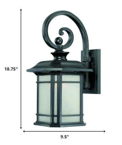 XL Matte Black Frosted Linen Glass Lantern Wall Light By Homeroots - Image 2
