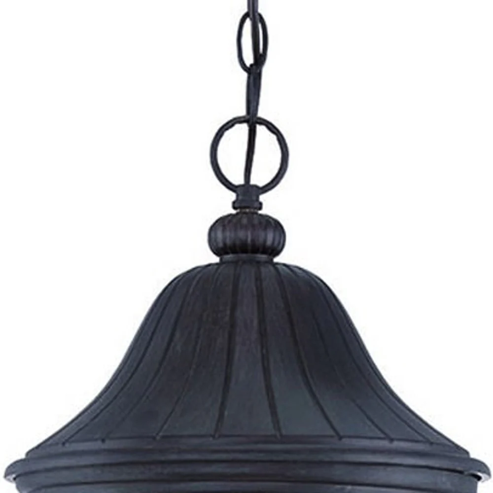 XL Three Light Matte Black Leaf Detail Hanging Light By Homeroots - Image 3