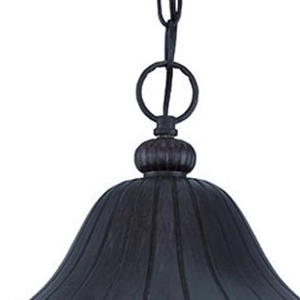 XL Three Light Matte Black Leaf Detail Hanging Light By Homeroots - Image 4