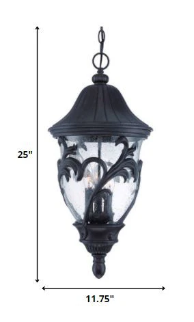 XL Three Light Matte Black Leaf Detail Hanging Light By Homeroots - Image 5
