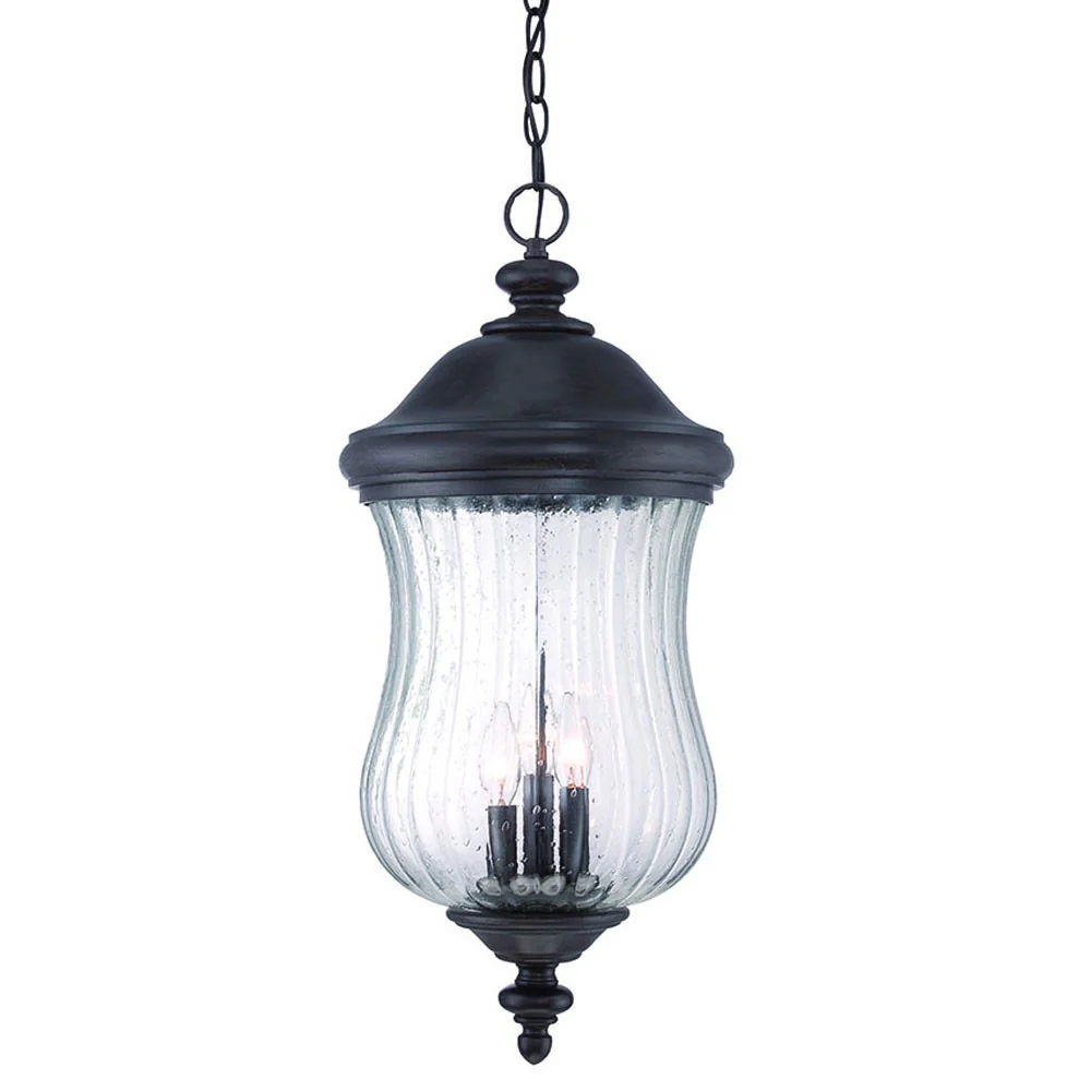 XL Three Light Matte Black Urn Shaped Hanging Light By Homeroots - Image 2