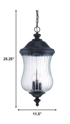 XL Three Light Matte Black Urn Shaped Hanging Light By Homeroots - Image 5