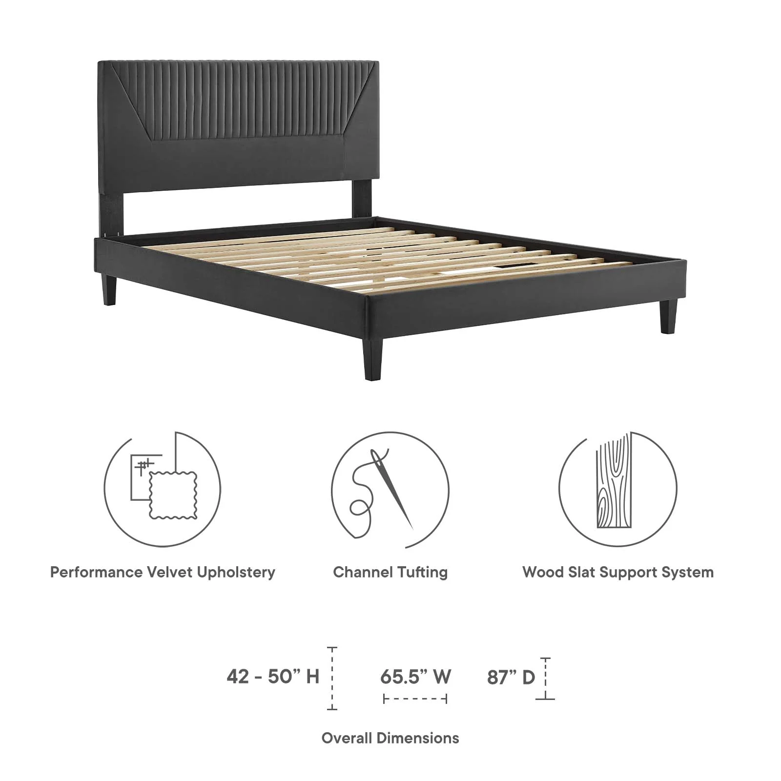 Yasmine Channel Tufted Performance Velvet Full Platform Bed By Modway - MOD-7000 - Image 7
