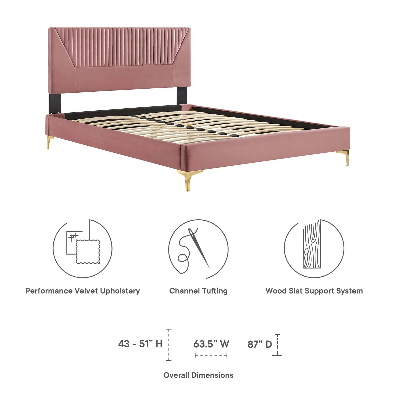 Yasmine Channel Tufted Performance Velvet Full Platform Bed By Modway - MOD-7004 - Image 14