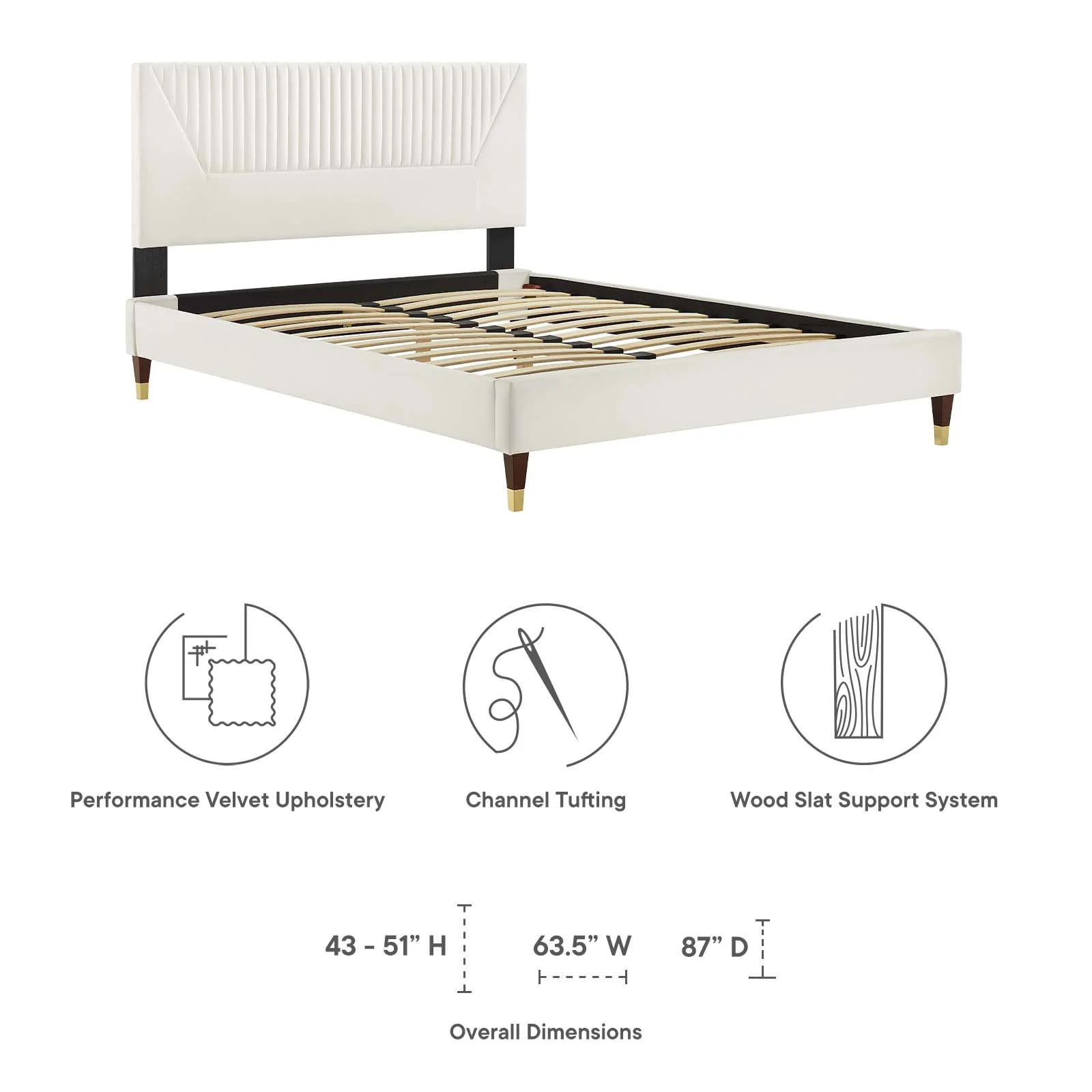 Yasmine Channel Tufted Performance Velvet King Platform Bed By Modway - MOD-7008 - Image 30