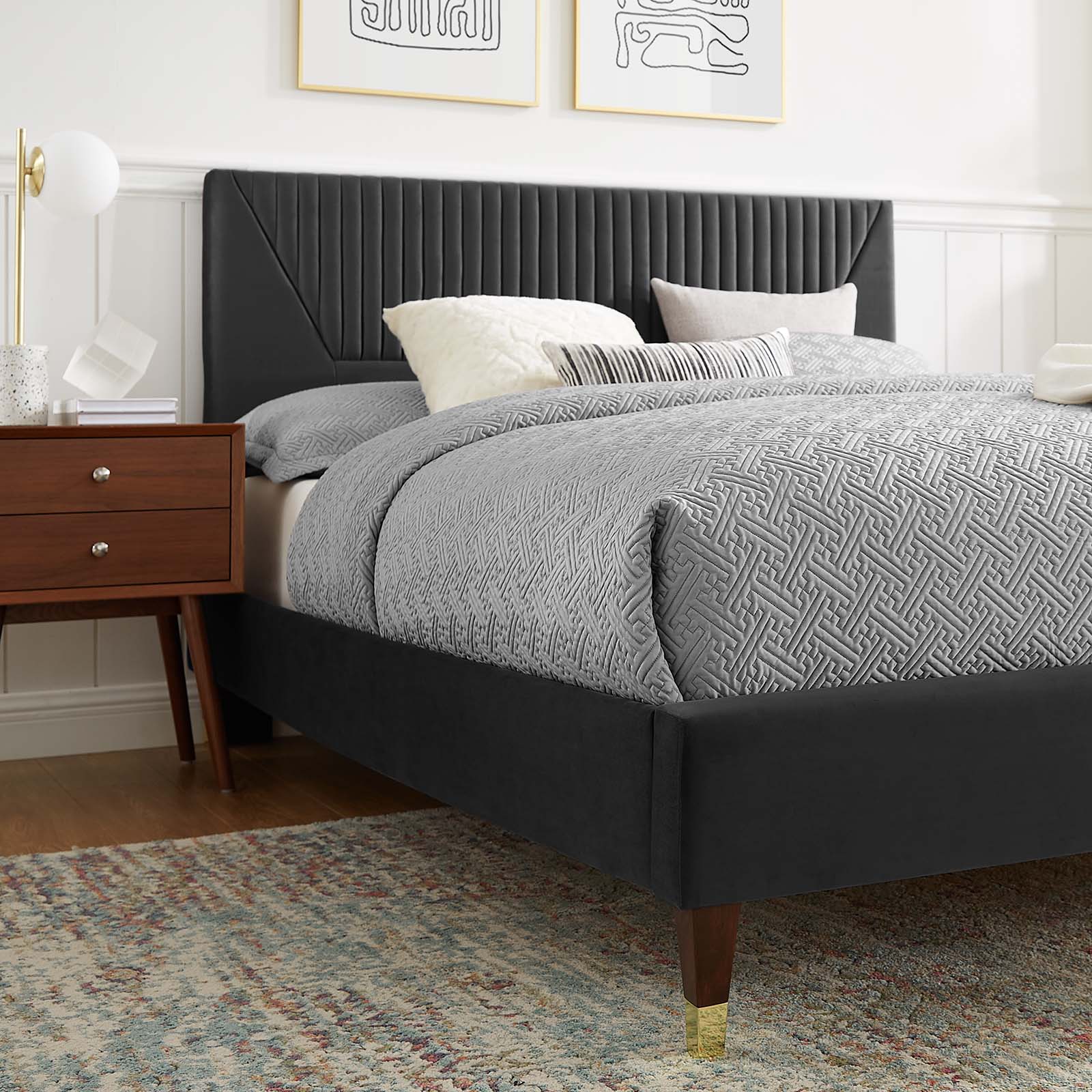 Yasmine Channel Tufted Performance Velvet King Platform Bed By Modway - MOD-7008 - Image 8