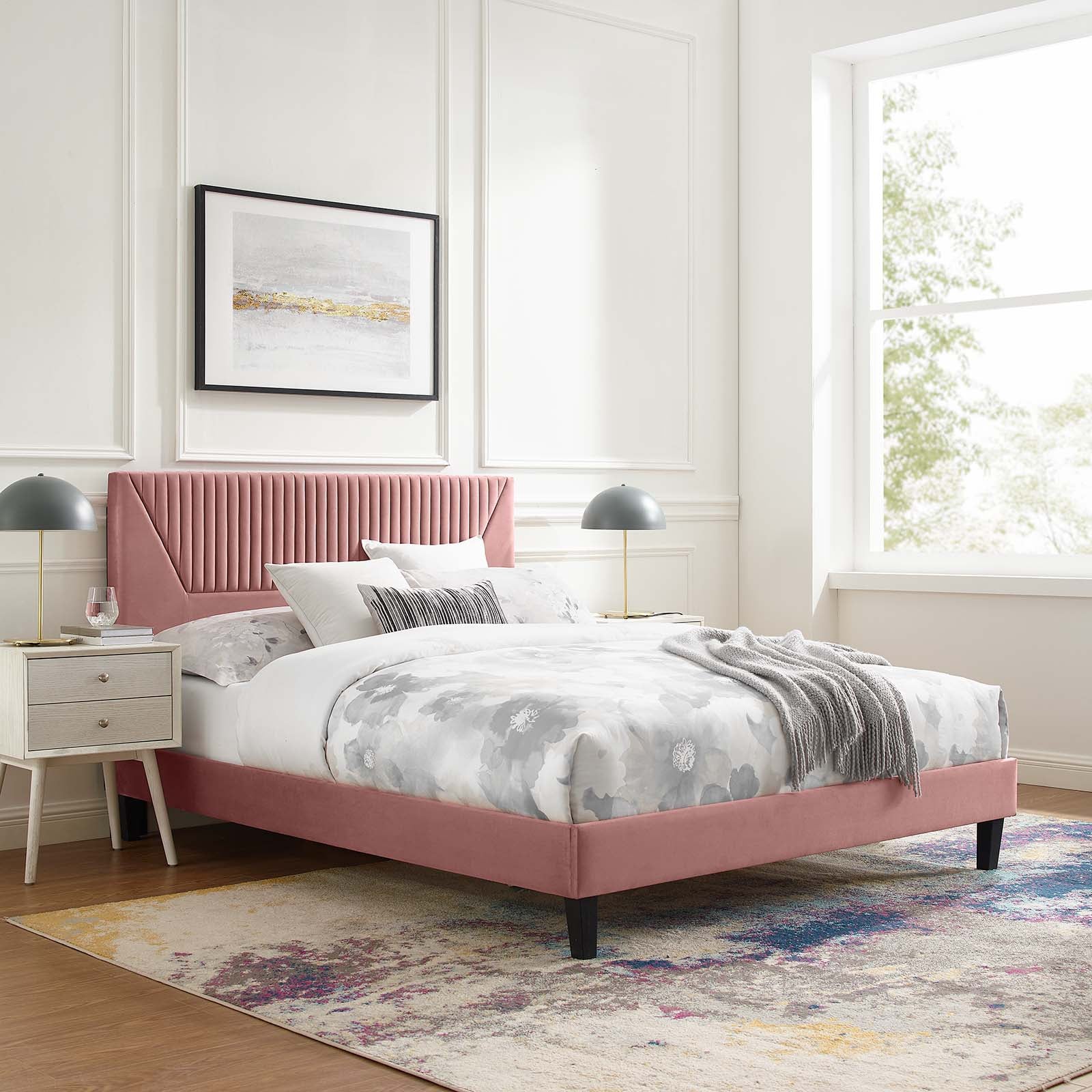 Yasmine Channel Tufted Performance Velvet King Platform Bed By Modway - MOD-7012 - Image 16