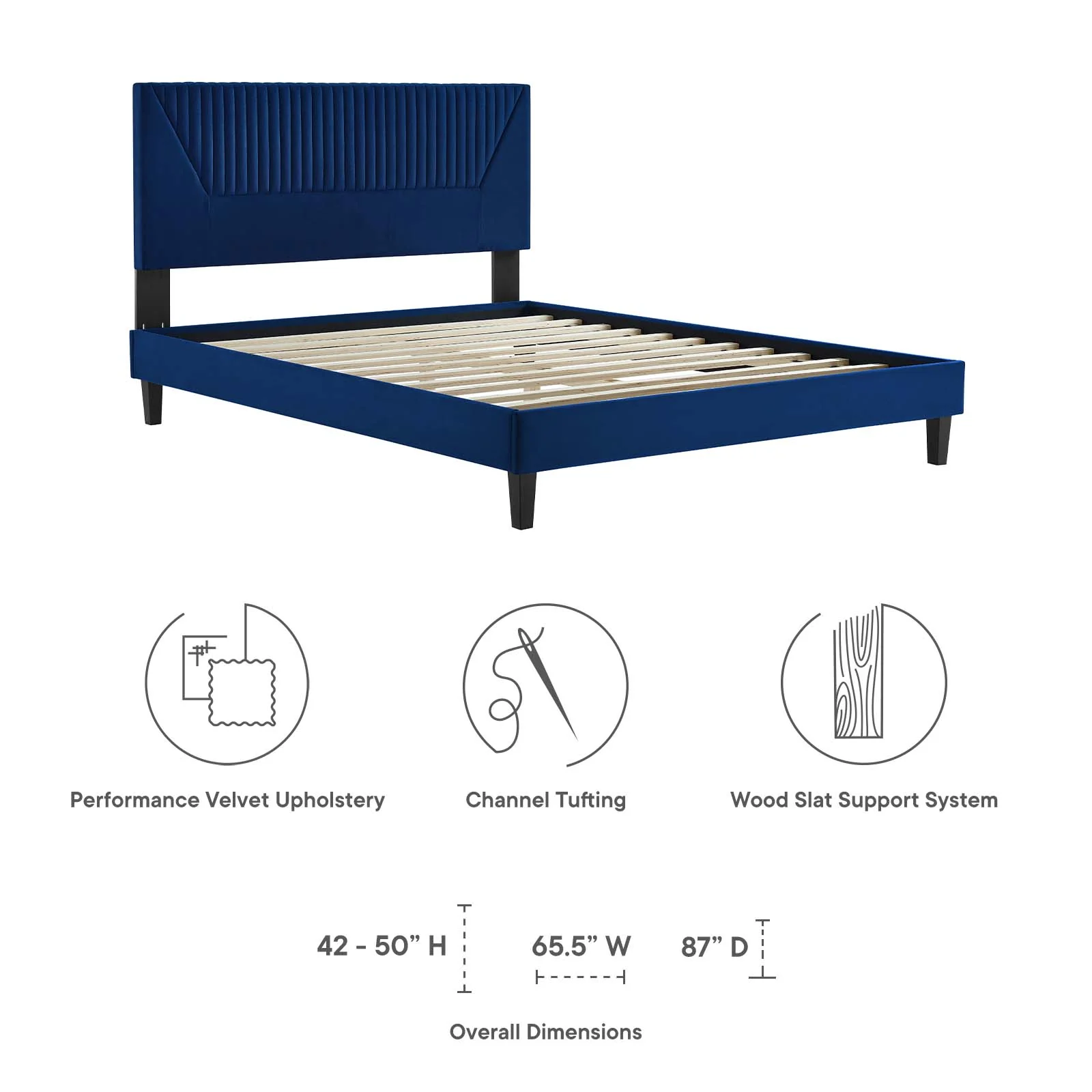 Yasmine Channel Tufted Performance Velvet King Platform Bed By Modway - MOD-7012 - Image 22
