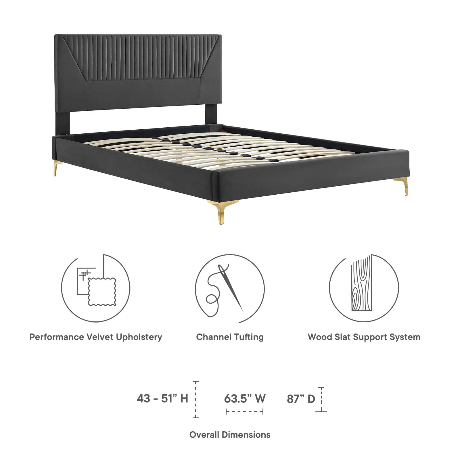 Yasmine Channel Tufted Performance Velvet King Platform Bed By Modway - MOD-7016 - Image 7