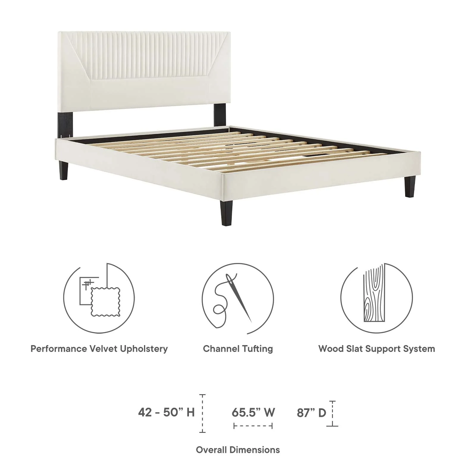 Yasmine Channel Tufted Performance Velvet Queen Platform Bed By Modway - MOD-6976 - Image 30