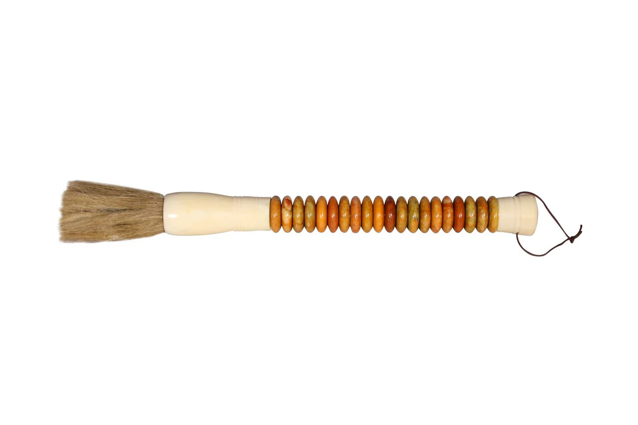 Yellow And Brown Jade Abacus Disc Decorative Calligraphy Brush By Homeroots - Image 2