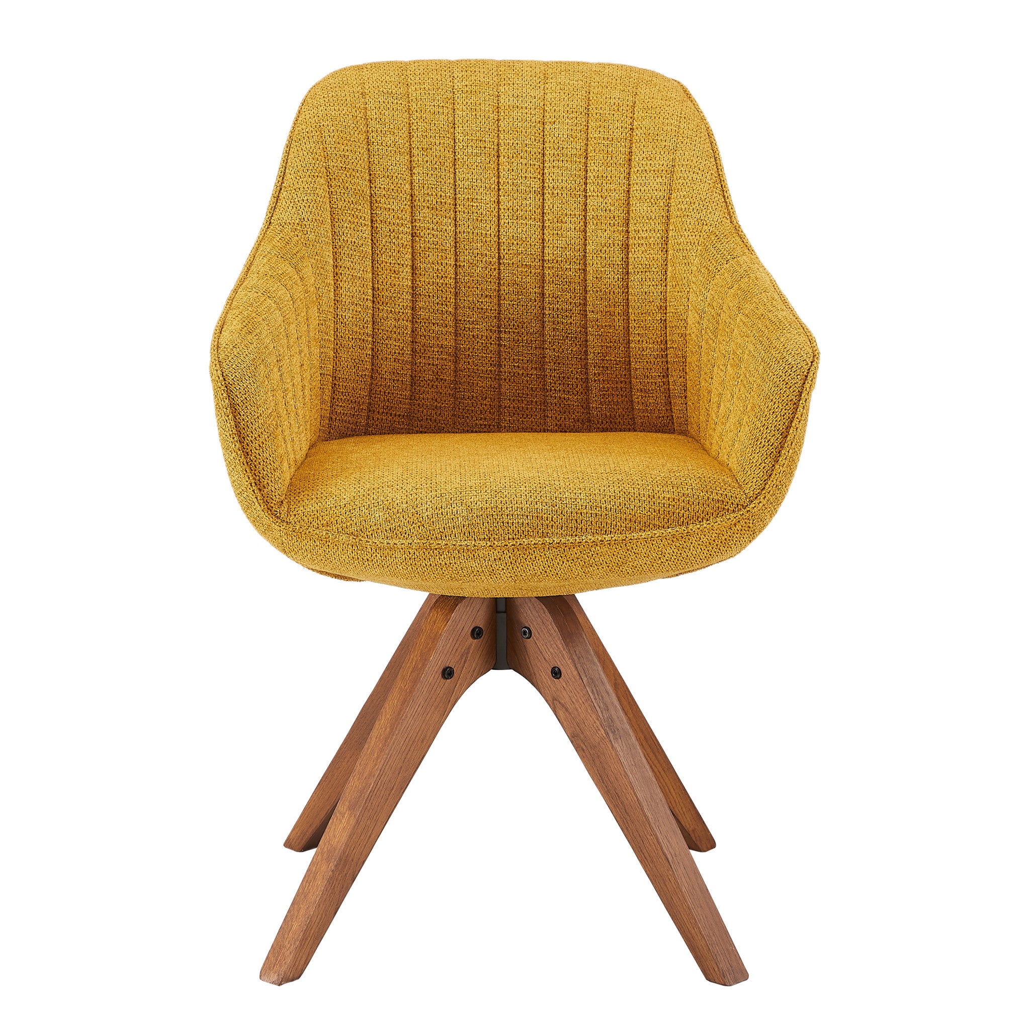 Yellow And Natural Fabric And Wood Swivel Arm Chair By Homeroots - Image 8