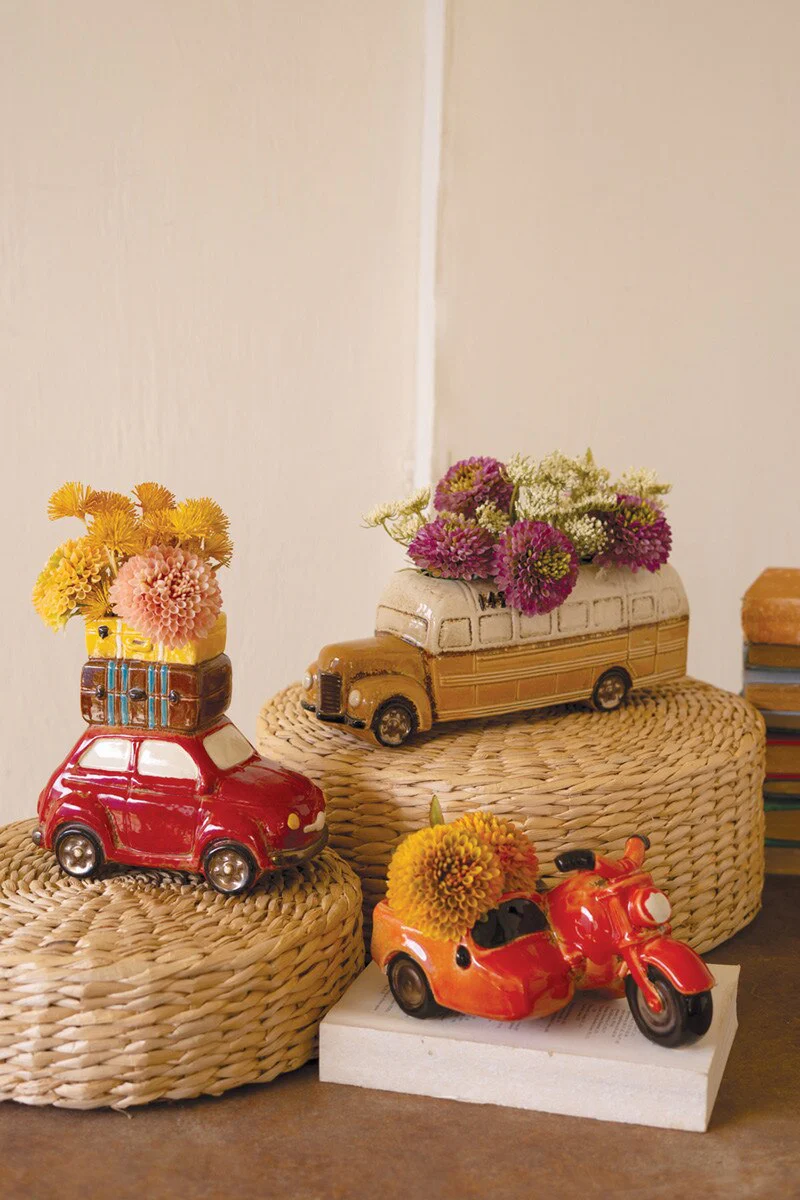 Yellow Ceramic School Bus Planter (Min 2) By Kalalou - Image 2