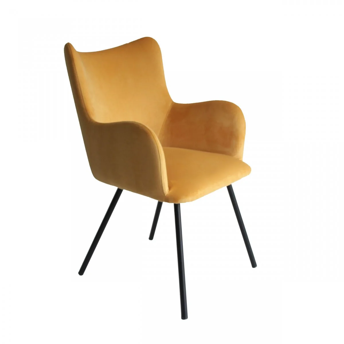 Yellow Curvy Velvet and Black Modern Dining Chair By Homeroots - Image 2