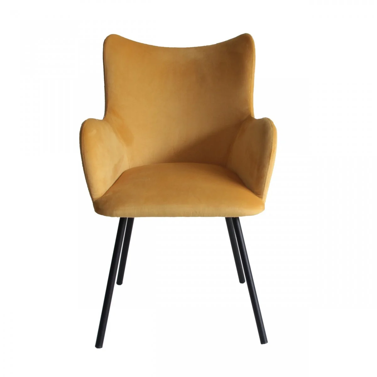 Yellow Curvy Velvet and Black Modern Dining Chair By Homeroots - Image 3