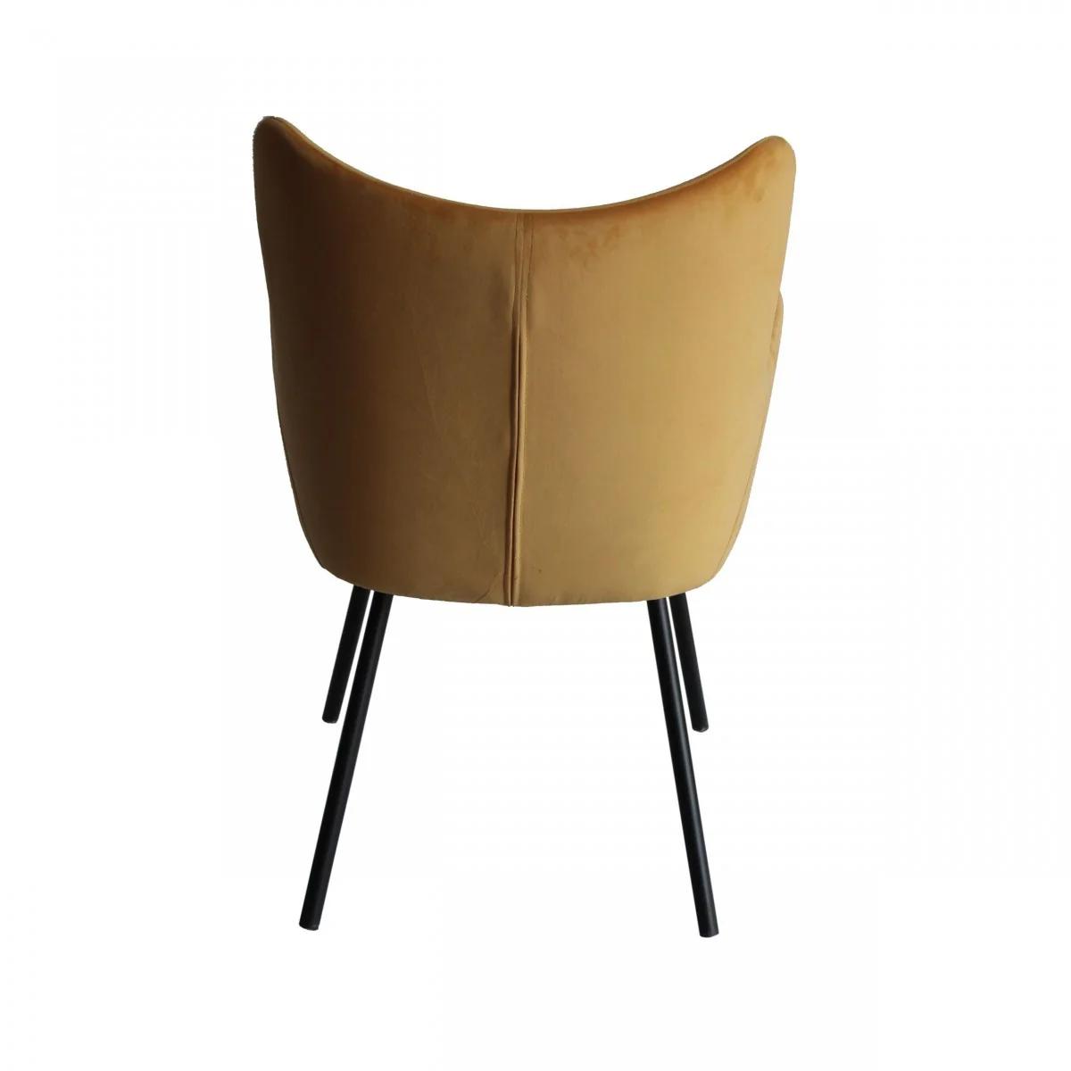 Yellow Curvy Velvet and Black Modern Dining Chair By Homeroots - Image 4