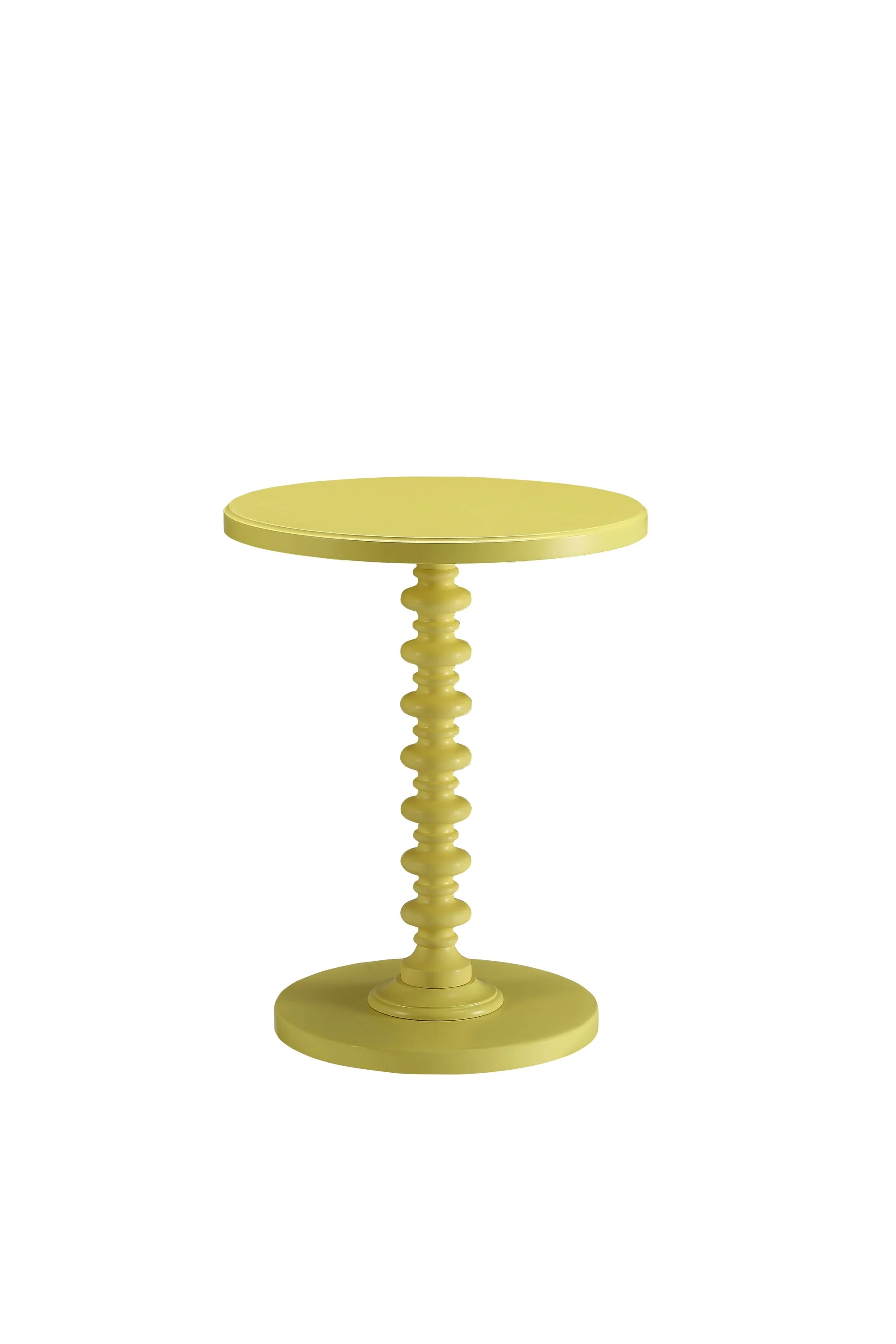 Yellow Solid Wooden Spindle Side Table By Homeroots - Image 2