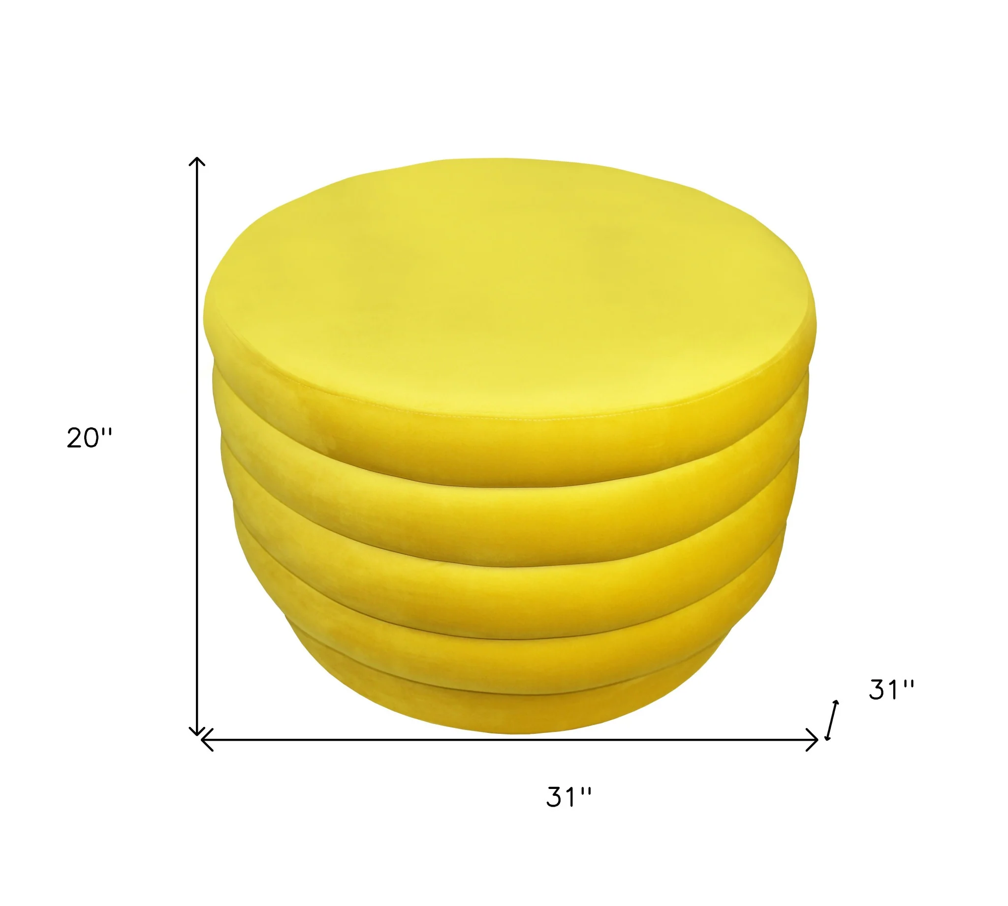 Yellow Velvet Tufted Round Cocktail Ottoman By Homeroots - Image 5