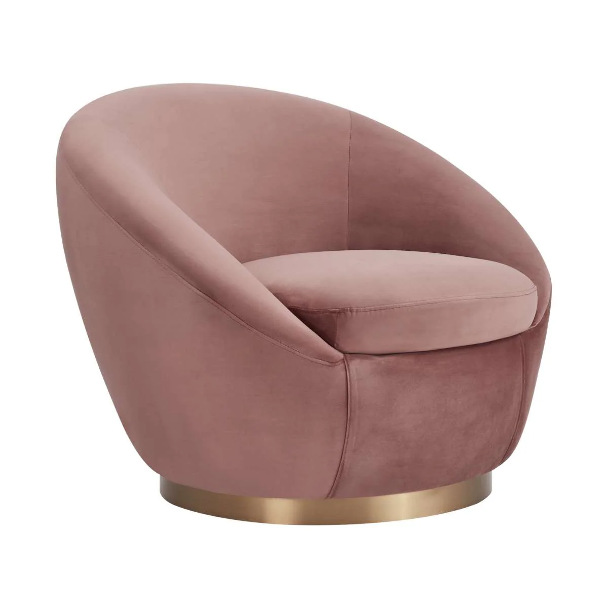 Yves Blush Velvet Swivel Accent Chair with Gold Base By Armen Living - Image 2