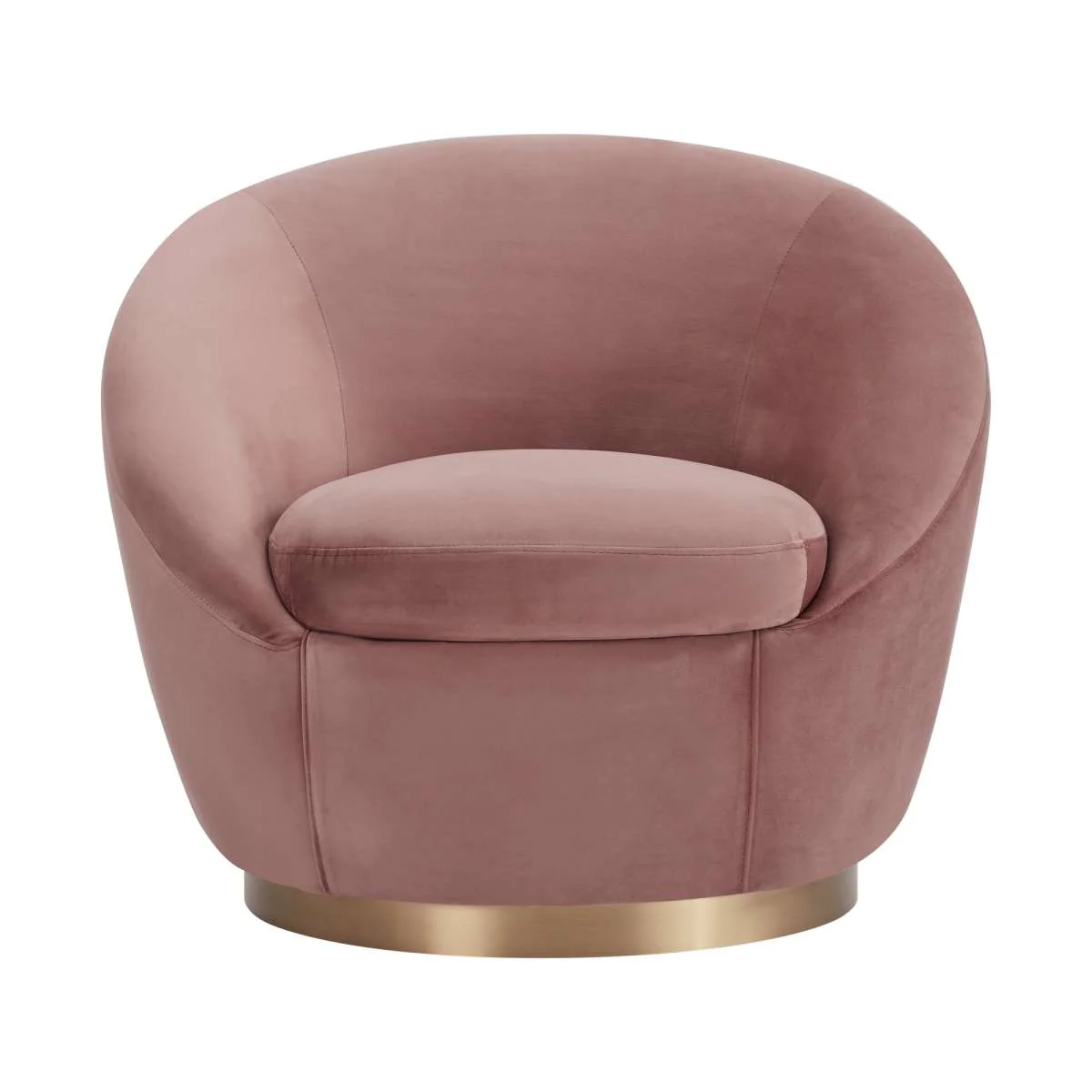 Yves Blush Velvet Swivel Accent Chair with Gold Base By Armen Living - Image 3