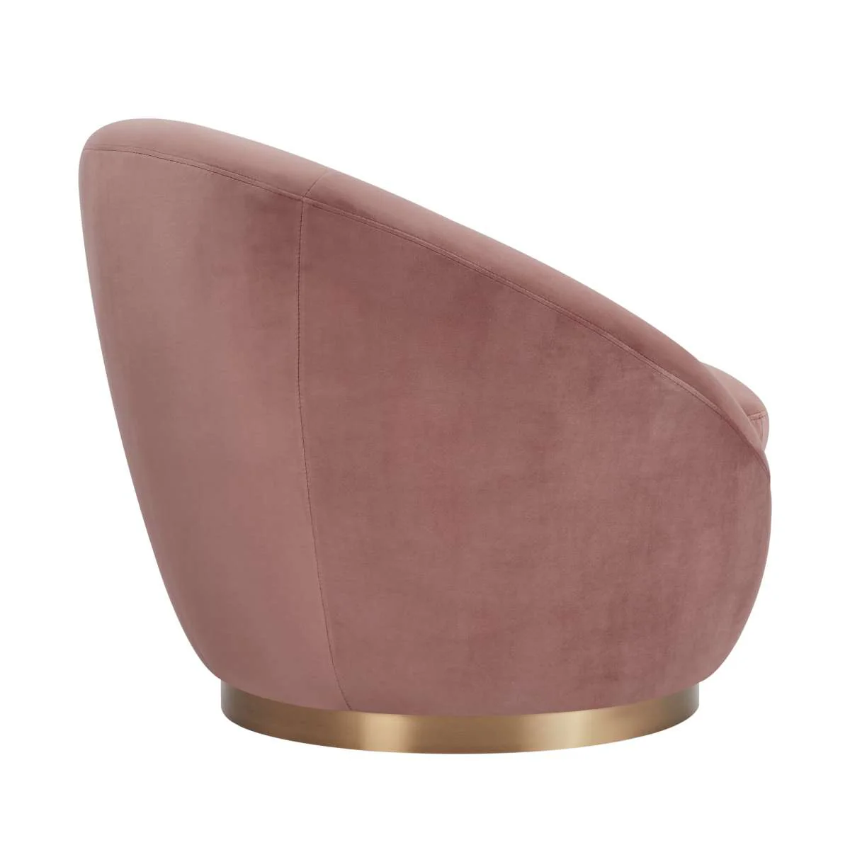 Yves Blush Velvet Swivel Accent Chair with Gold Base By Armen Living - Image 4