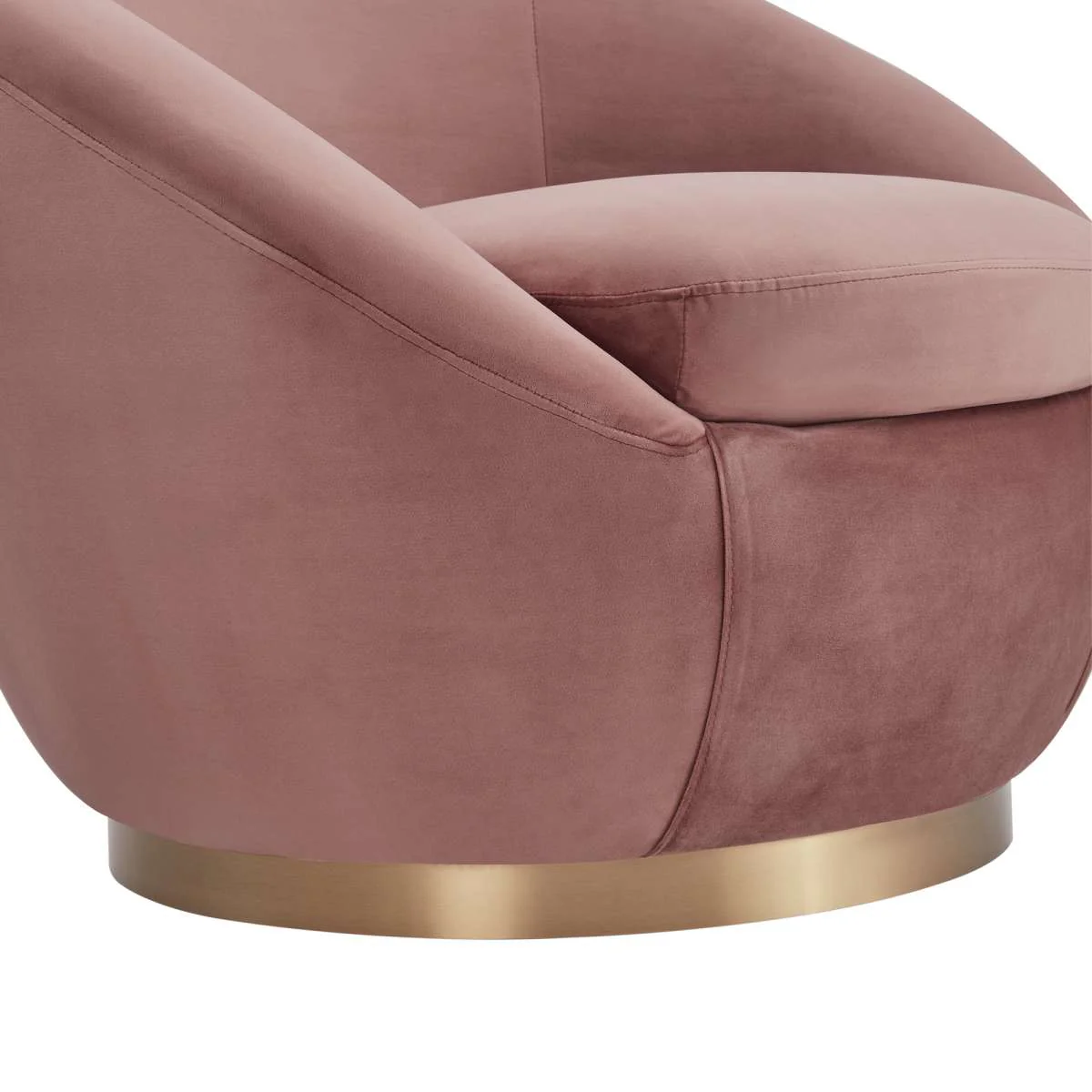 Yves Blush Velvet Swivel Accent Chair with Gold Base By Armen Living - Image 7