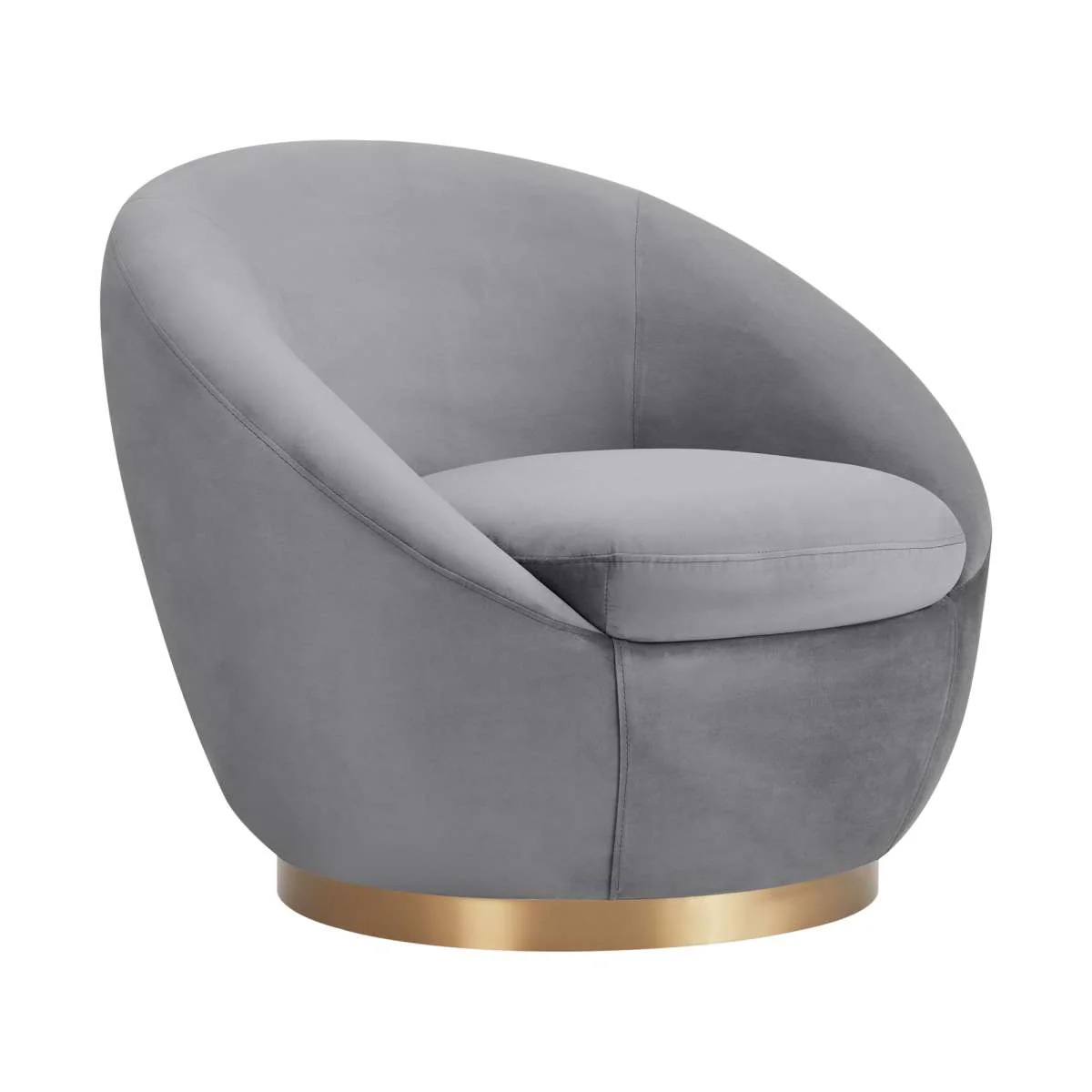 Yves Gray Velvet Swivel Accent Chair with Gold Base By Armen Living - Image 2