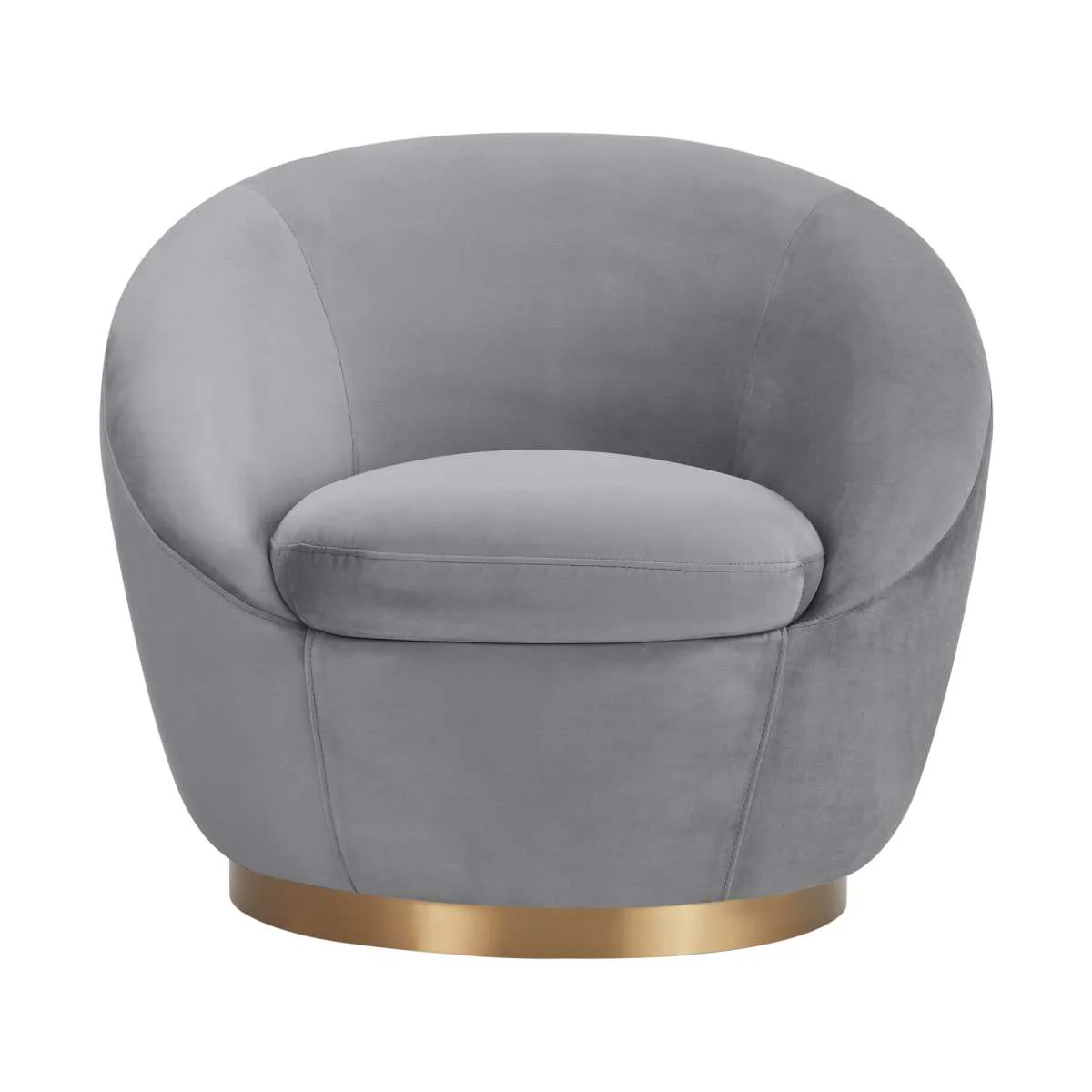 Yves Gray Velvet Swivel Accent Chair with Gold Base By Armen Living - Image 3