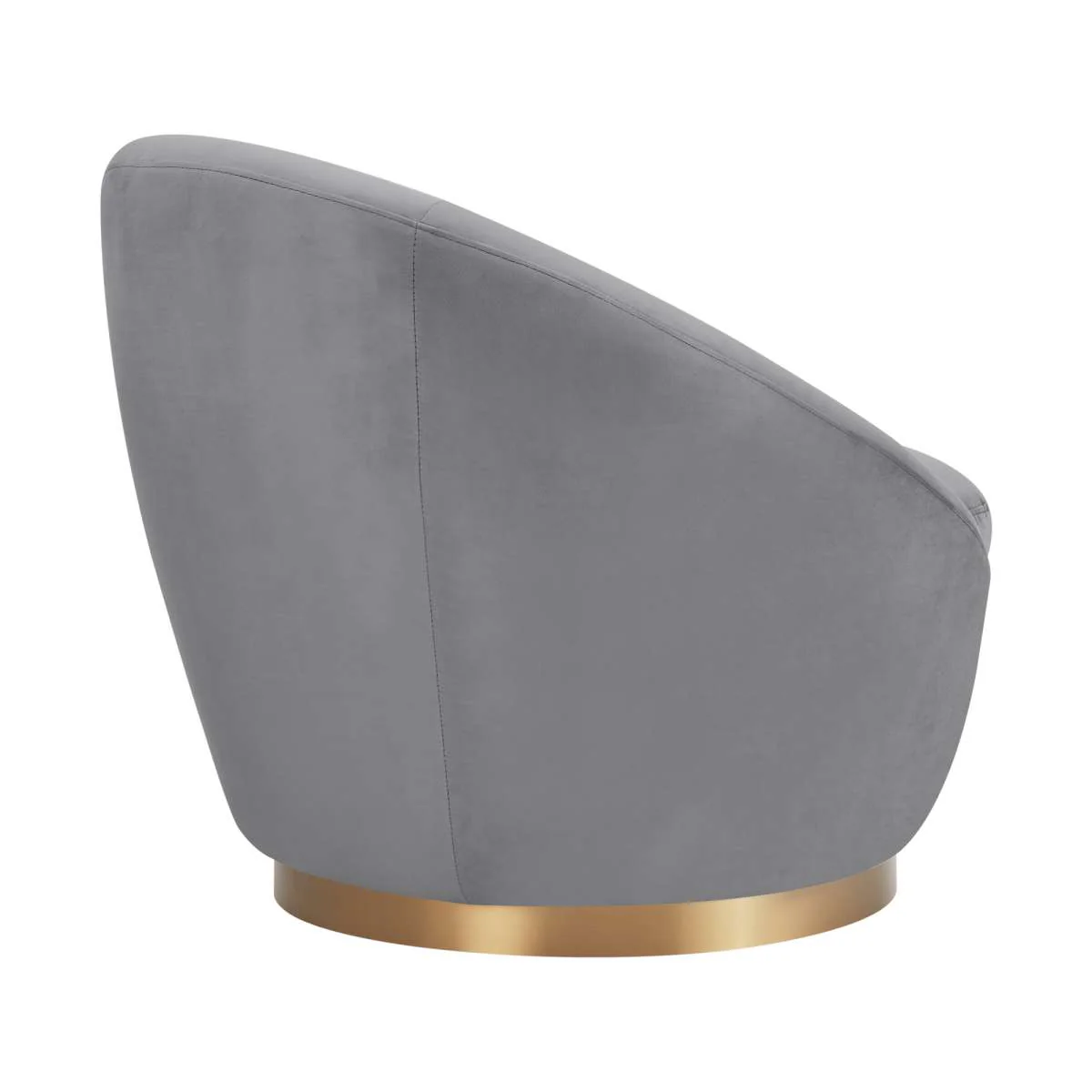 Yves Gray Velvet Swivel Accent Chair with Gold Base By Armen Living - Image 4