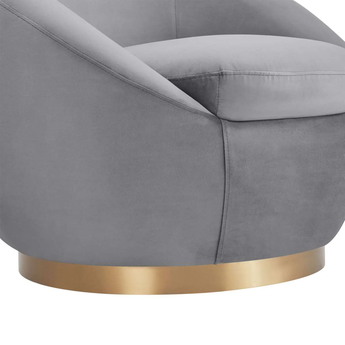 Yves Gray Velvet Swivel Accent Chair with Gold Base By Armen Living - Image 7