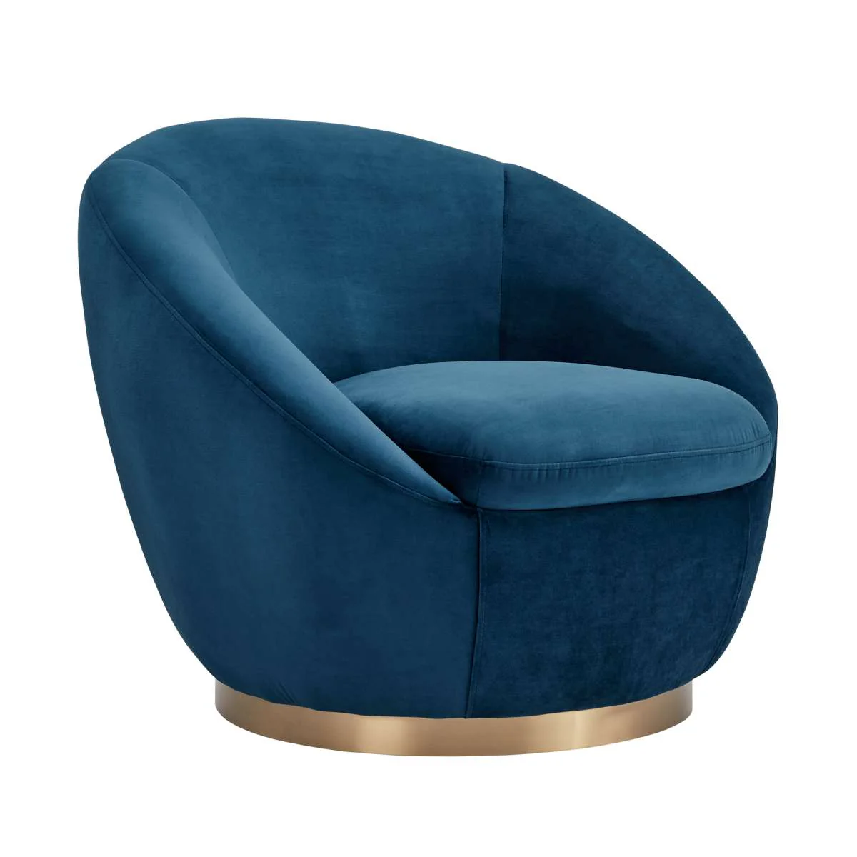 Yves Navy Velvet Swivel Accent Chair with Gold Base By Armen Living - Image 2