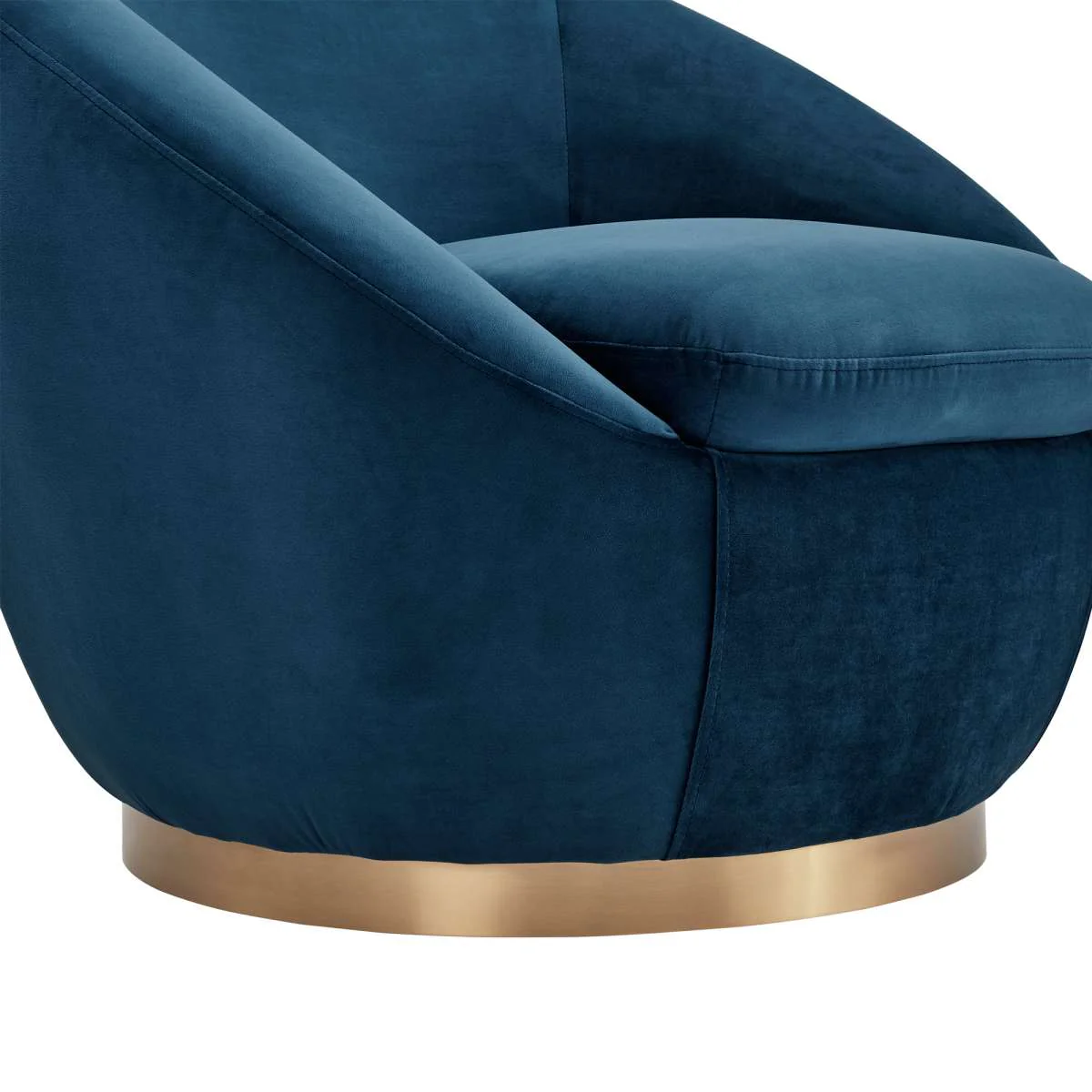 Yves Navy Velvet Swivel Accent Chair with Gold Base By Armen Living - Image 4