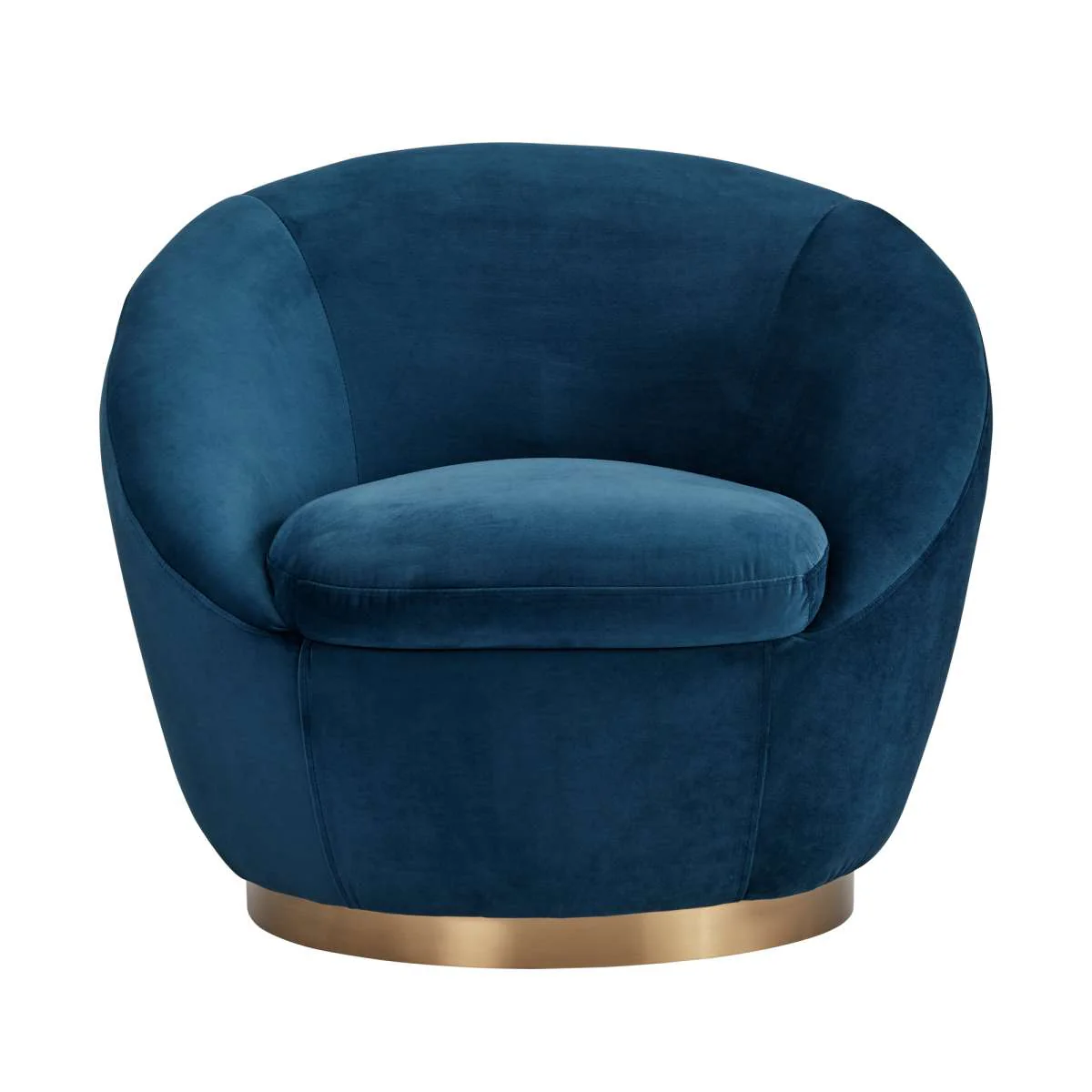 Yves Navy Velvet Swivel Accent Chair with Gold Base By Armen Living - Image 6