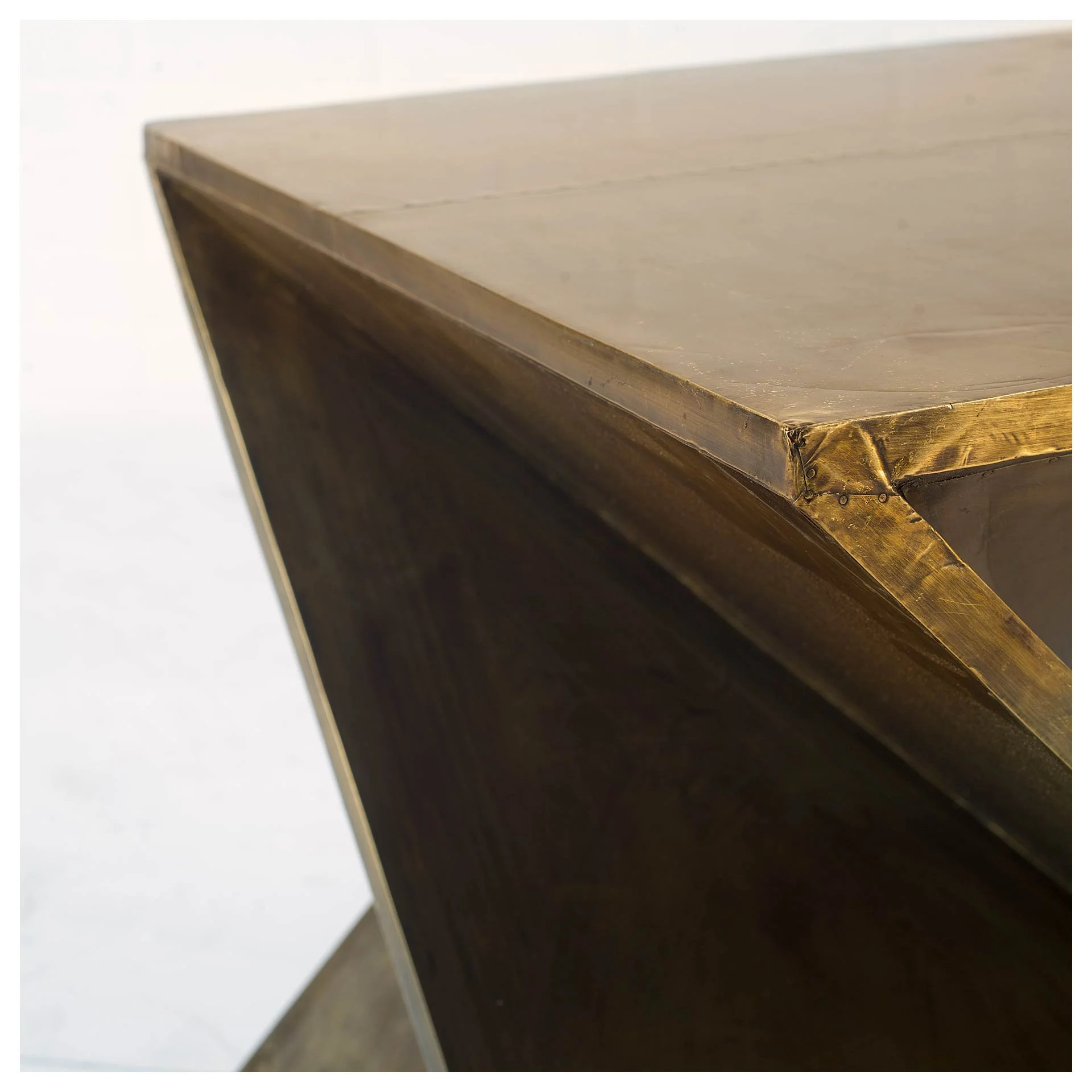 Z-Shaped Brass-Clad Wooden Accent Table By Homeroots - Image 2